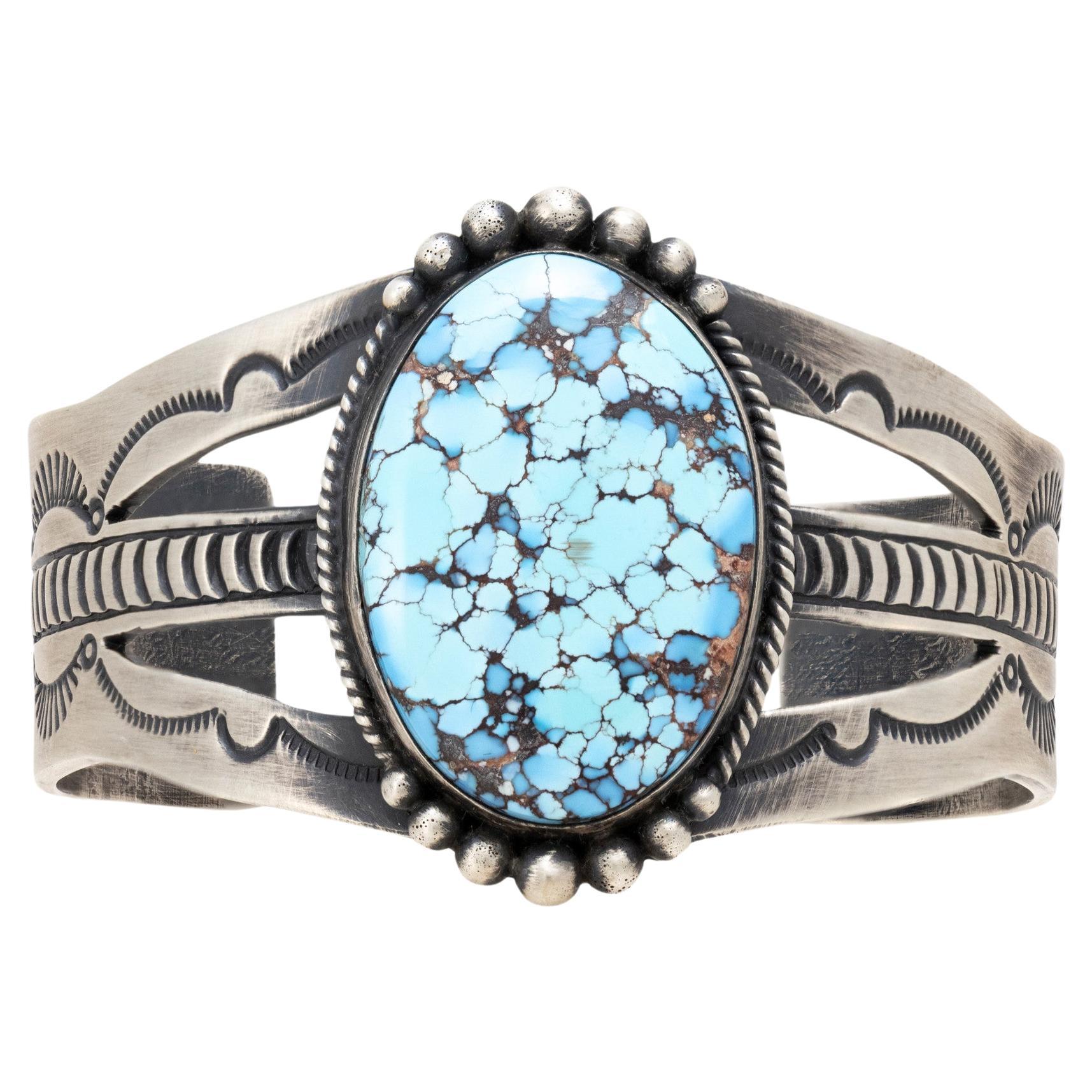 Bracelet Navajo Golden Hill turquoise en vente