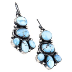 Navajo Golden Hill Turquoise Dangle Earrings