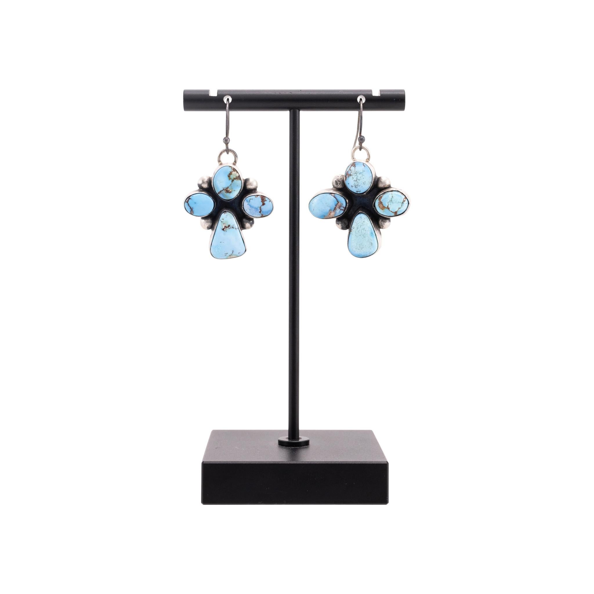 Native American Navajo Golden Hill Turquoise Earrings For Sale