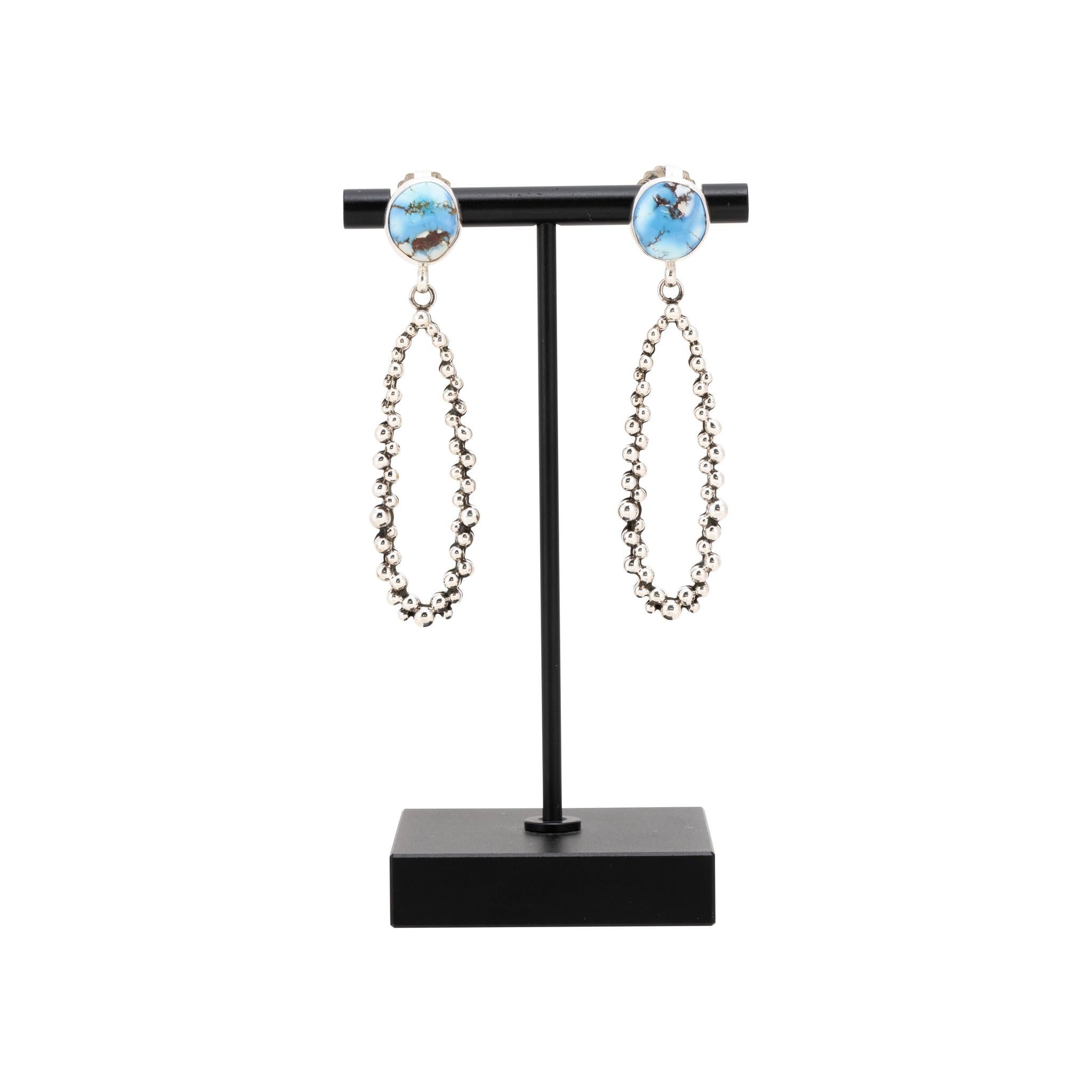 Native American Navajo Golden Hill Turquoise Earrings For Sale