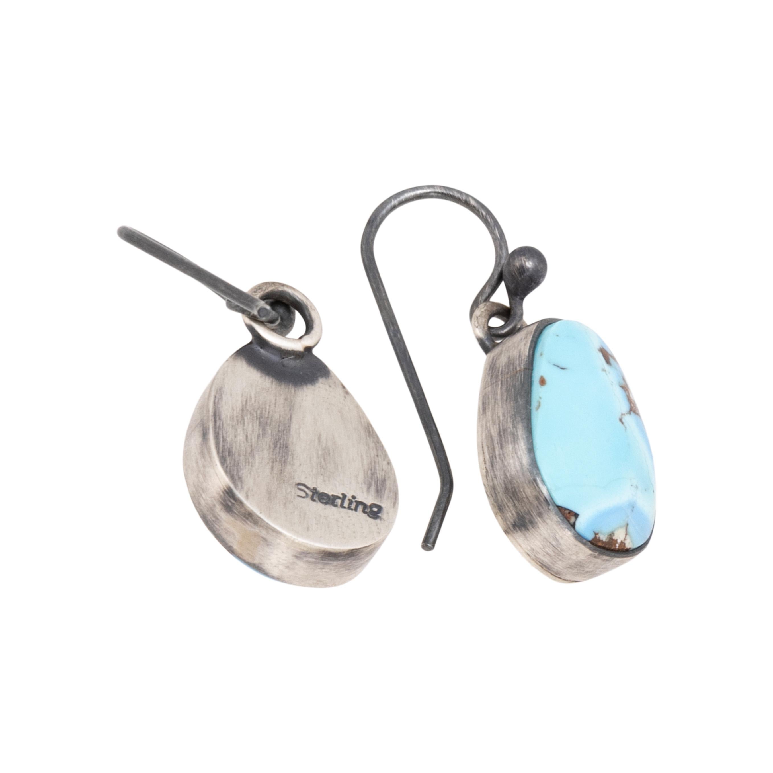 Oval Cut Navajo Golden Hill Turquoise Earrings