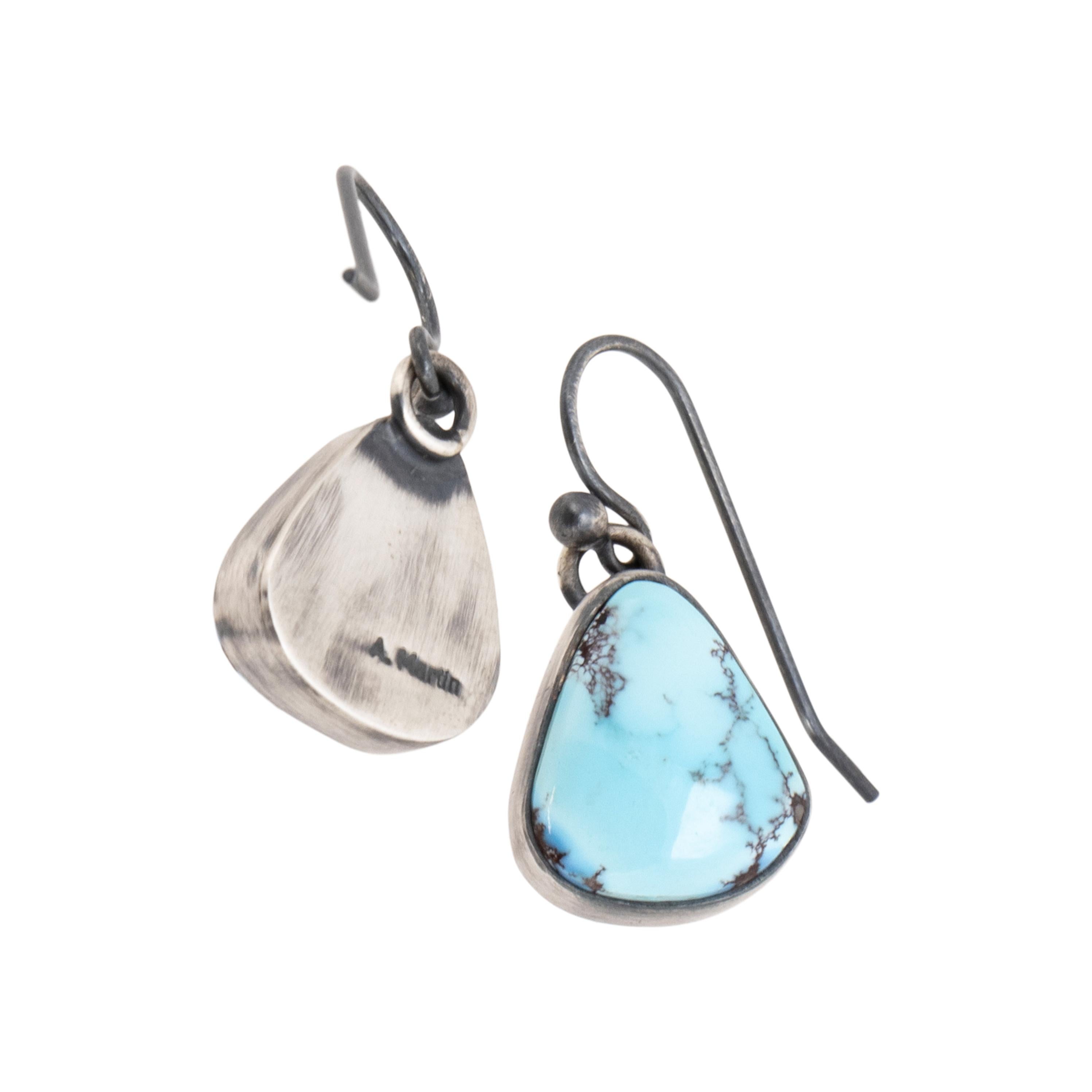 Oval Cut Navajo Golden Hill Turquoise Earrings For Sale