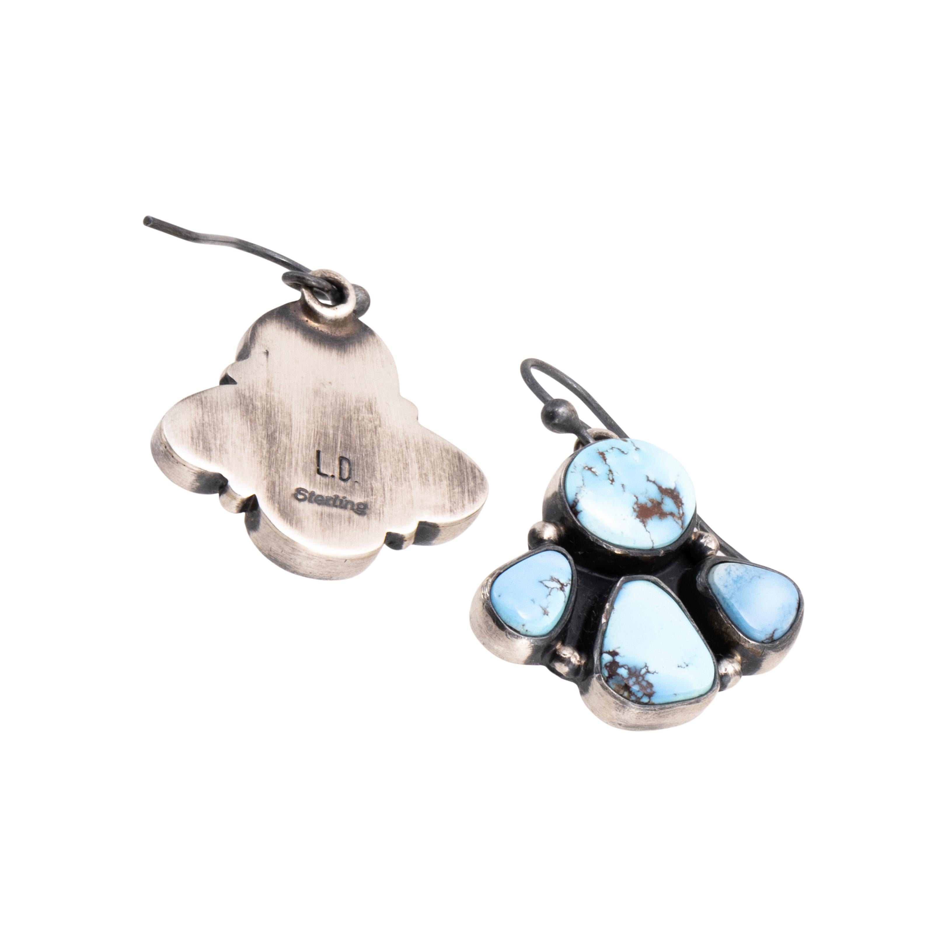 Oval Cut Navajo Golden Hill Turquoise Earrings For Sale