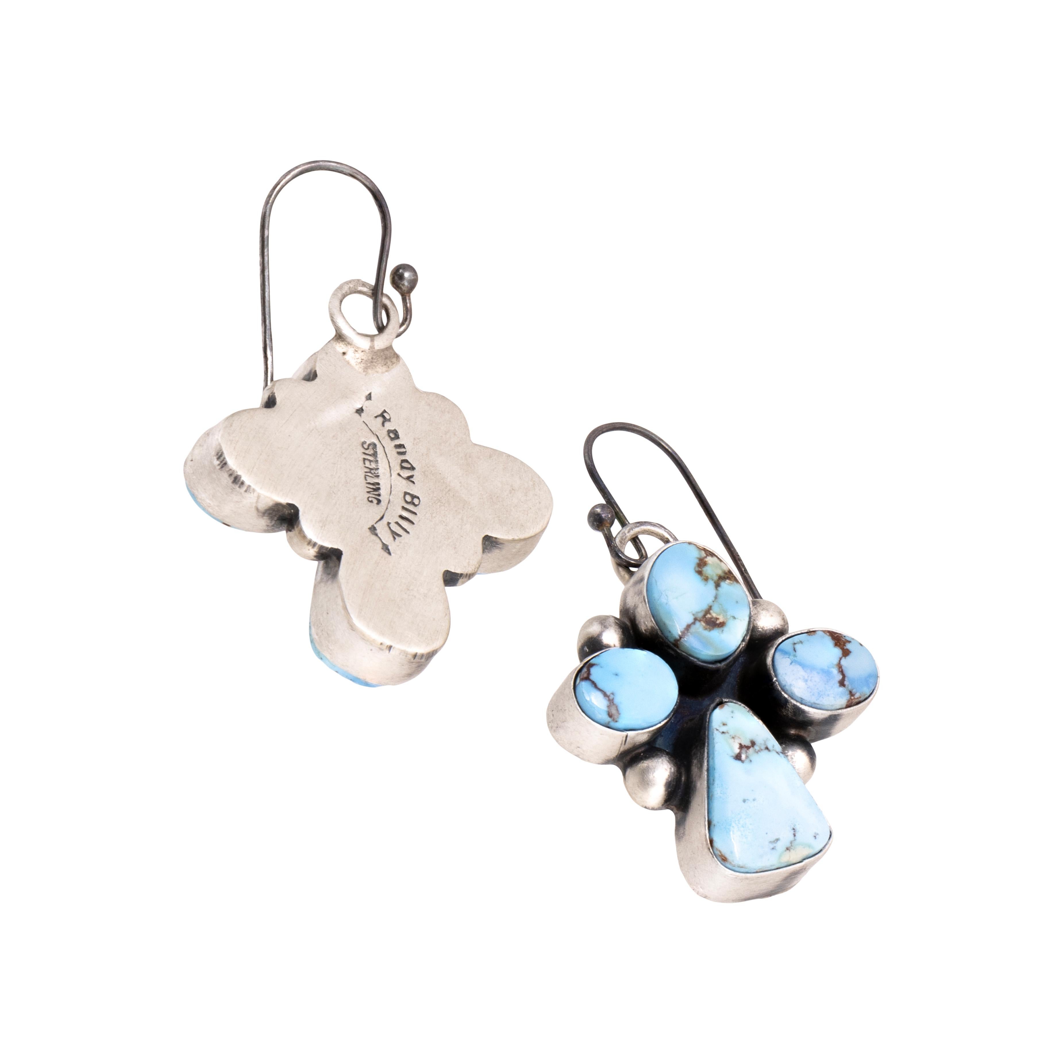 Oval Cut Navajo Golden Hill Turquoise Earrings For Sale