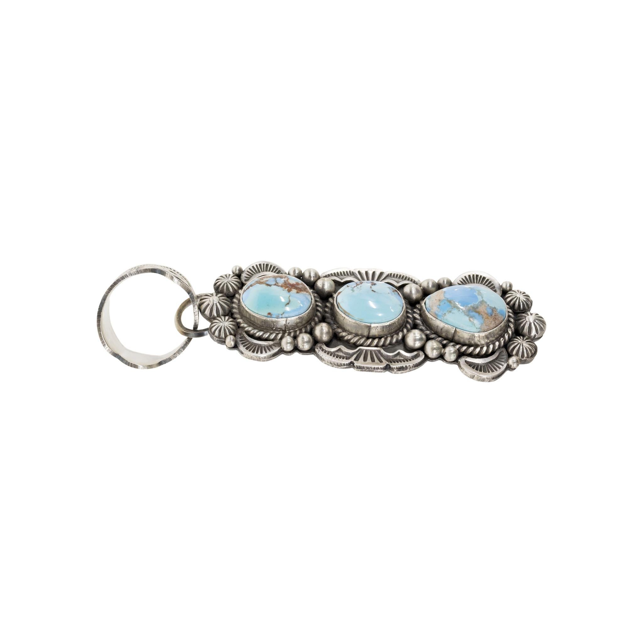 Taille vieille mine Pendentif en turquoise I Hill Navajo en vente