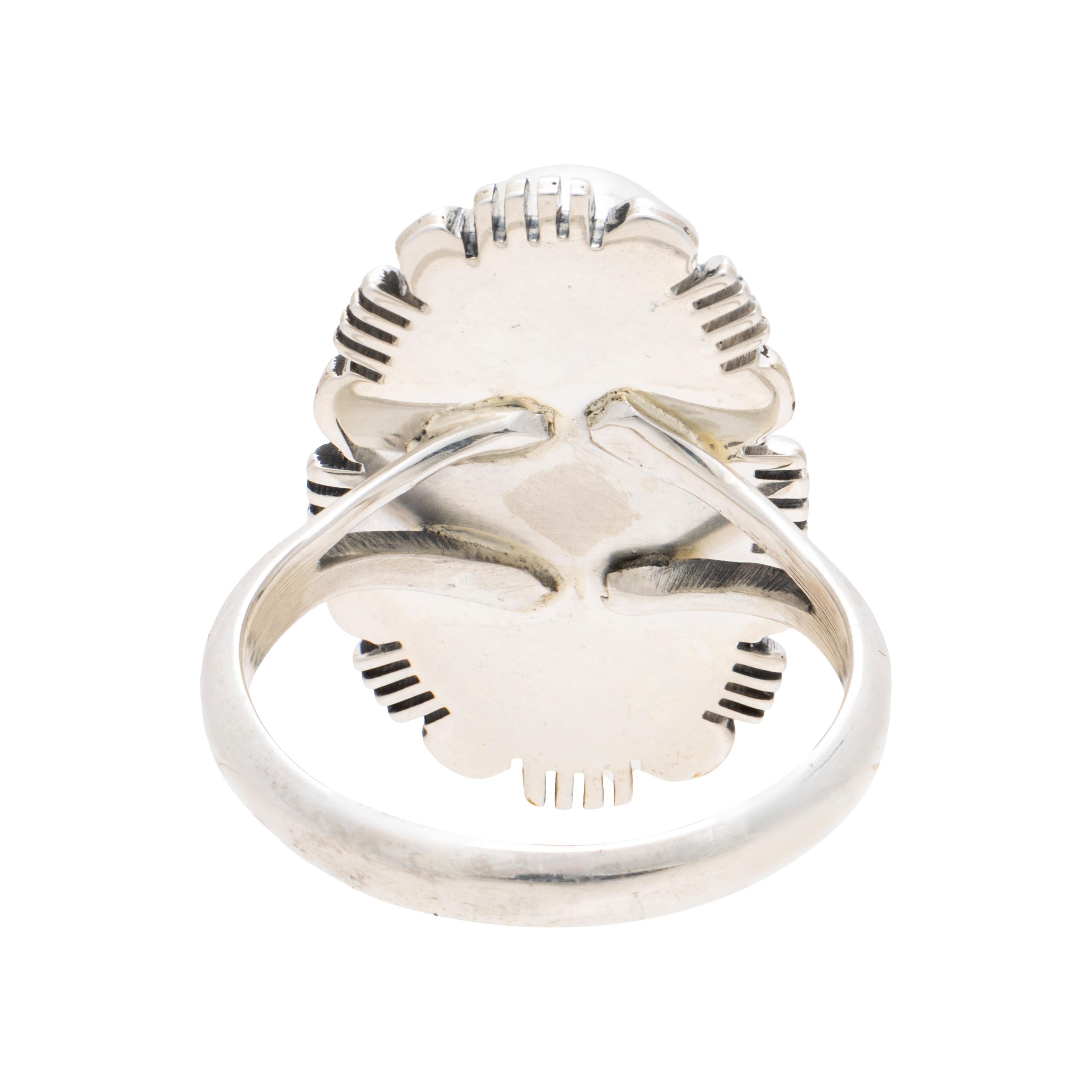 Navajo Golden Hill turquoise and sterling silver ring. Stamped Sterling with maker's initials 