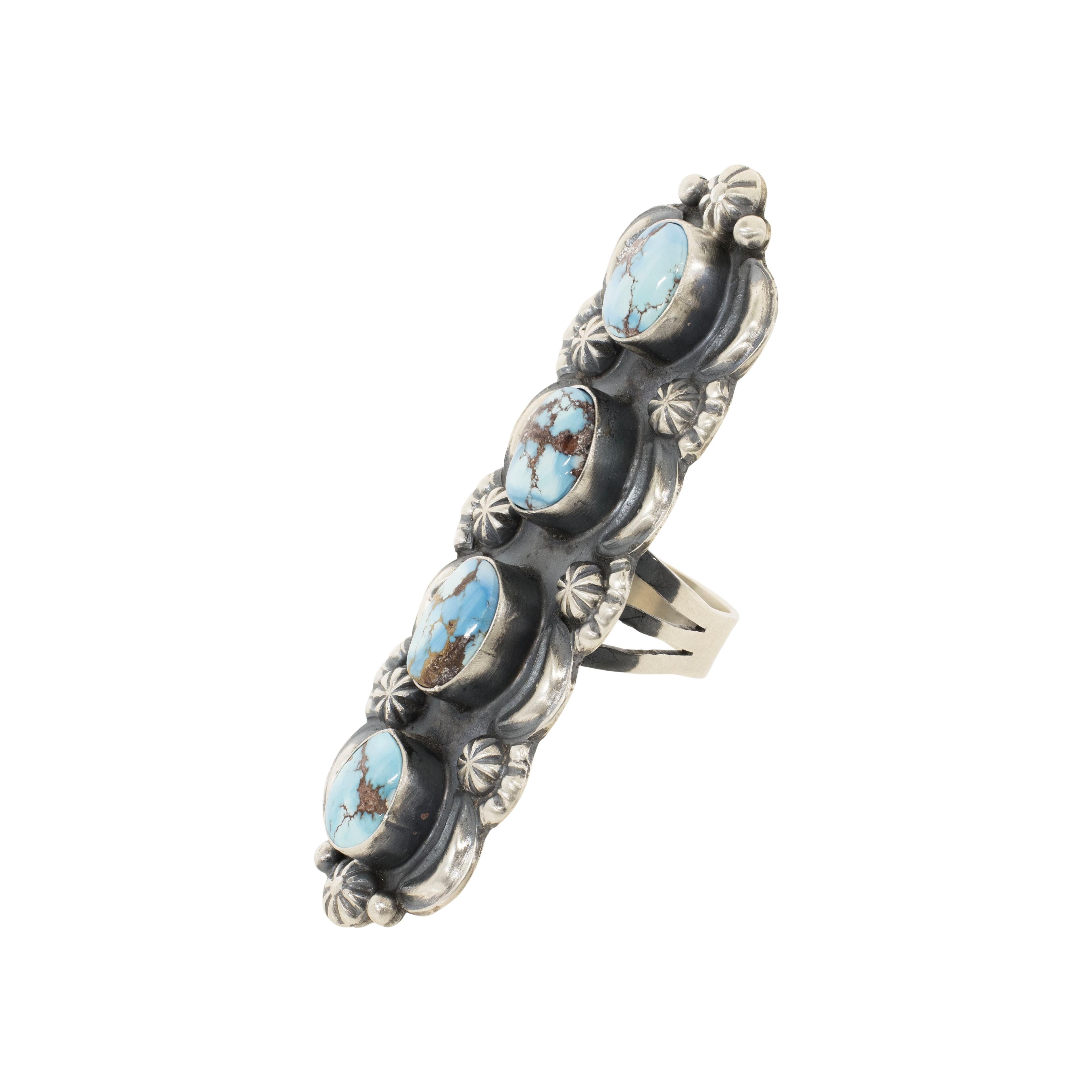 Native American Navajo Golden Hill Turquoise Ring For Sale