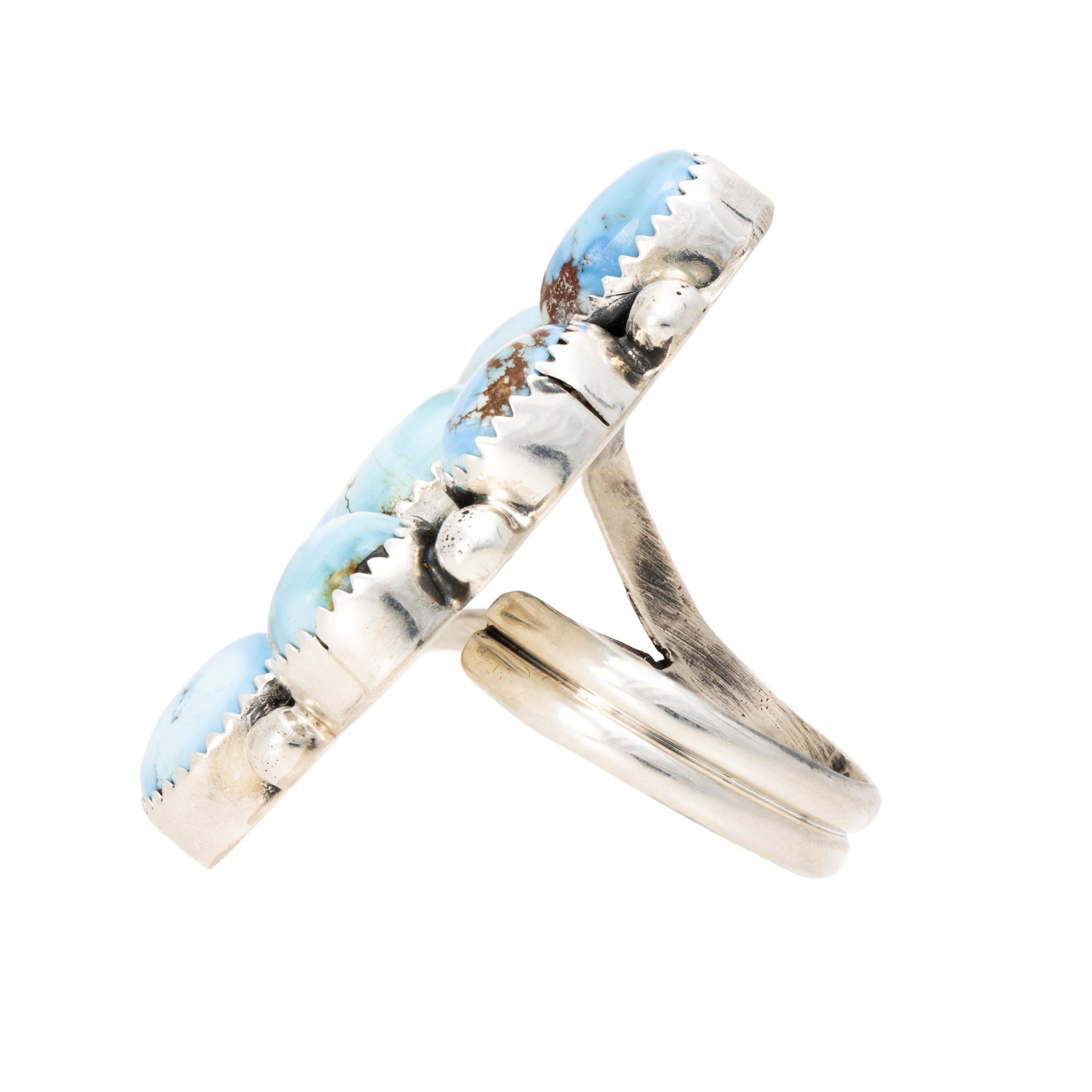 Navajo Golden Hill Türkis Ring (Alteuropäischer Brillantschliff) im Angebot