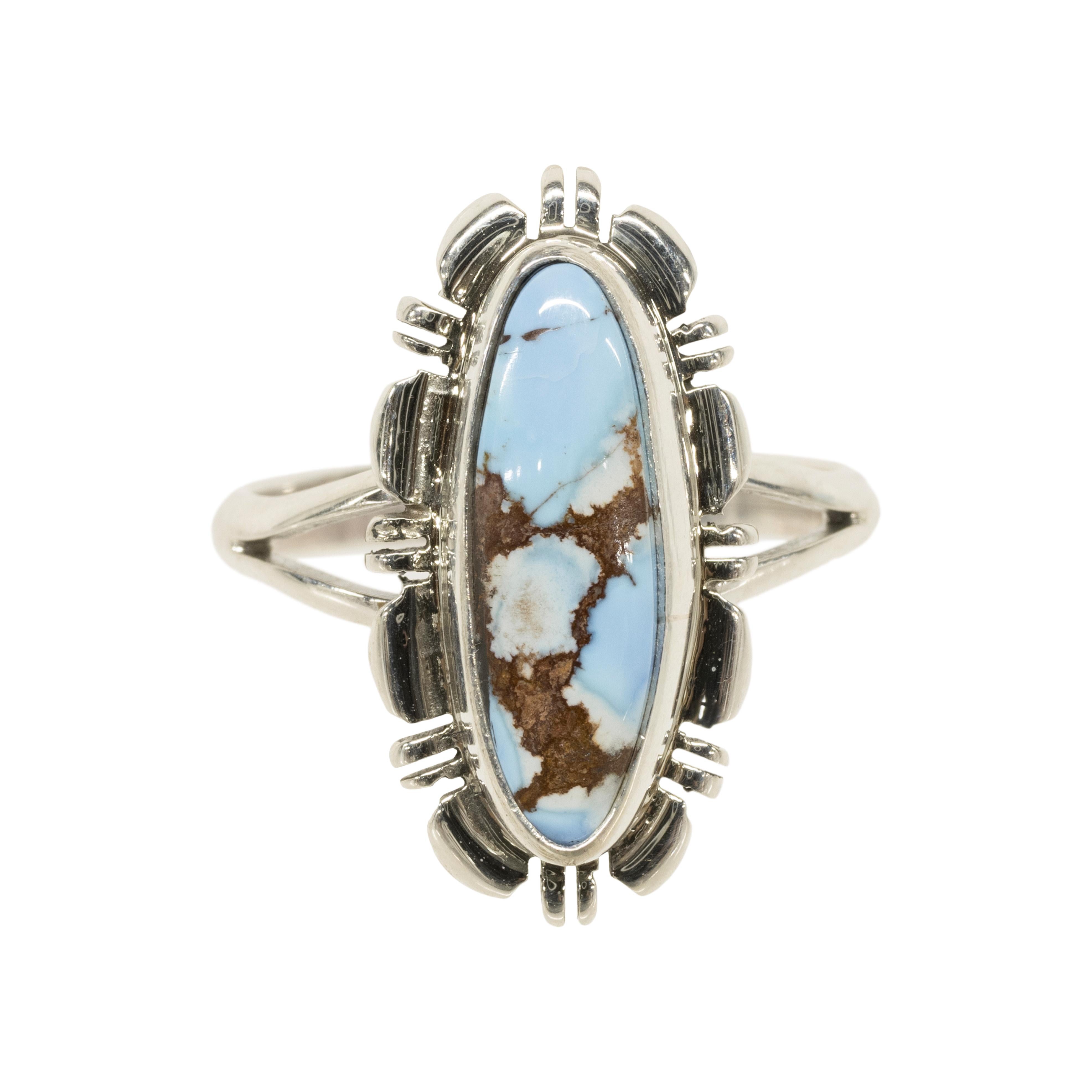 Oval Cut Navajo Golden Hill Turquoise Ring For Sale