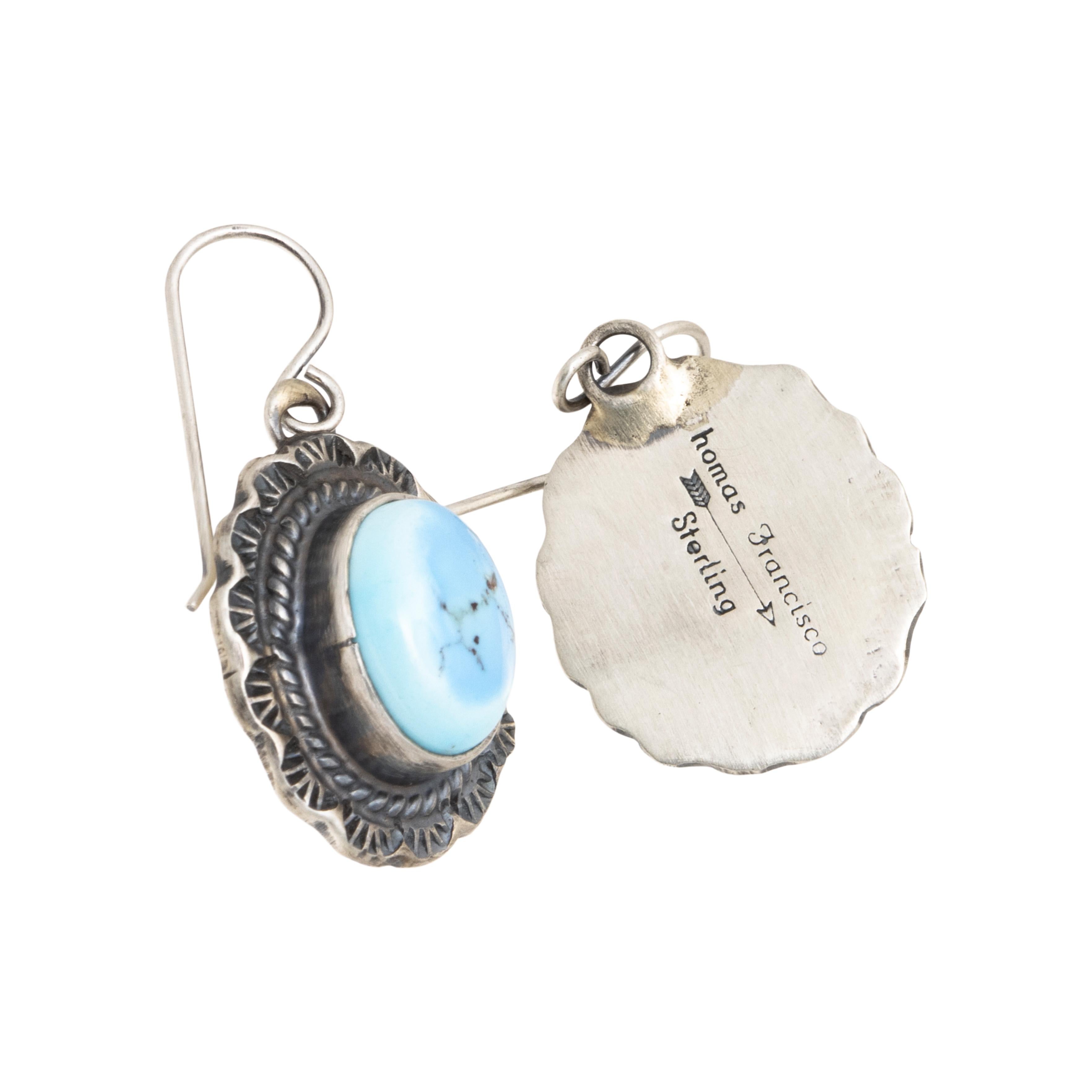 Navajo Golden Hill Turquoise Squash Blossom and Earrings In Good Condition For Sale In Coeur d Alene, ID