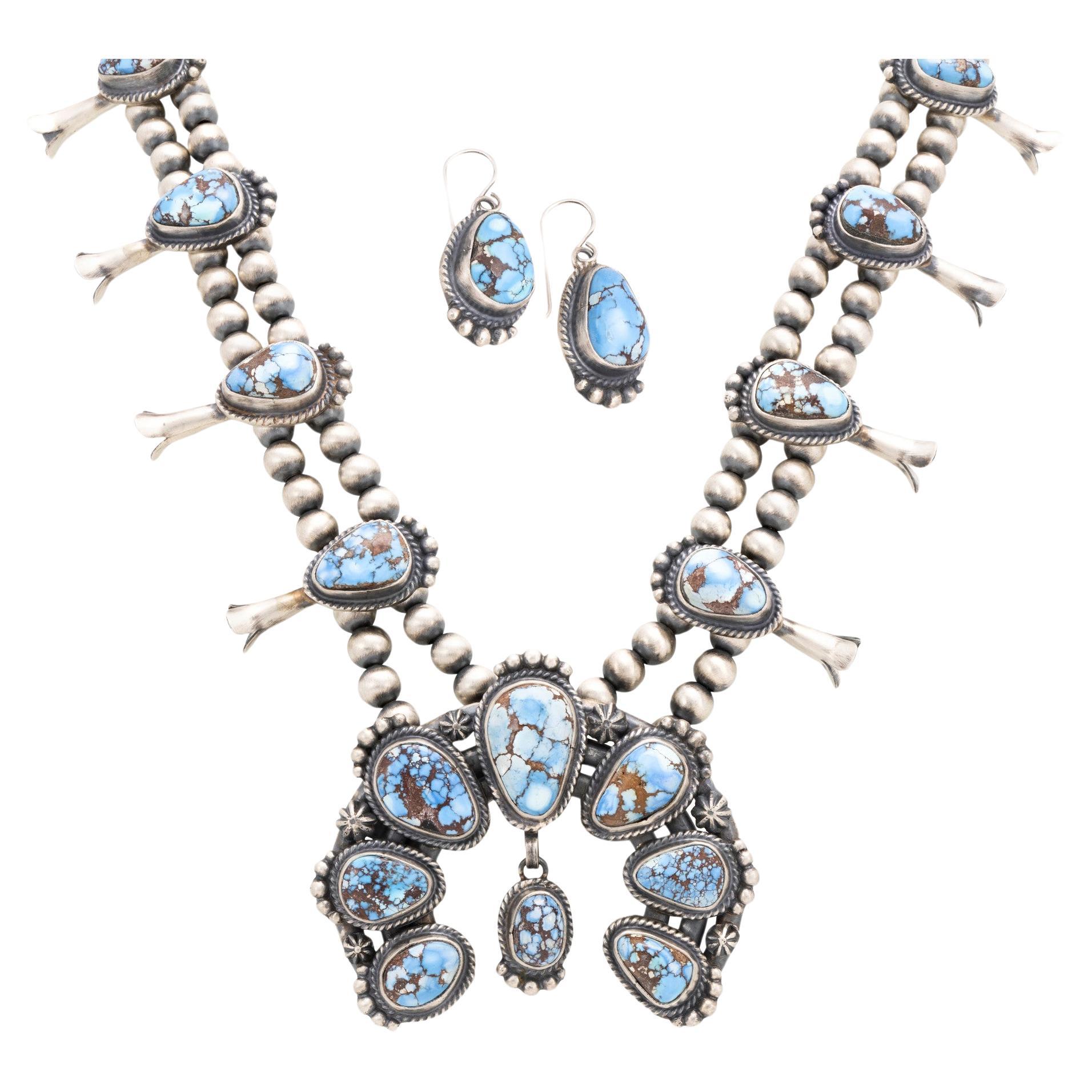Navajo Golden Hill Turquoise Squash Blossom Set