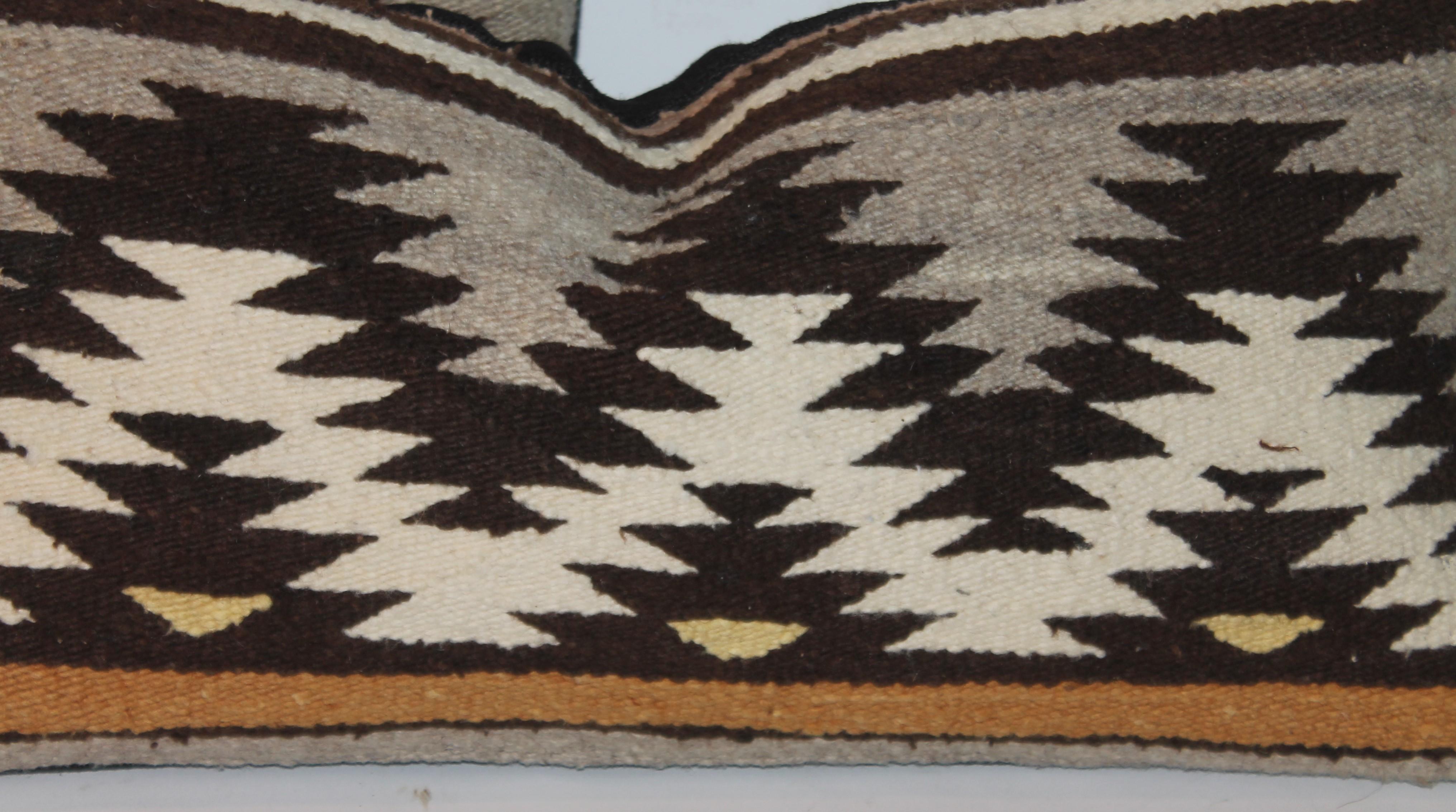 Hand-Woven Navajo Indian Geometric  Weaving Pillows, Pair