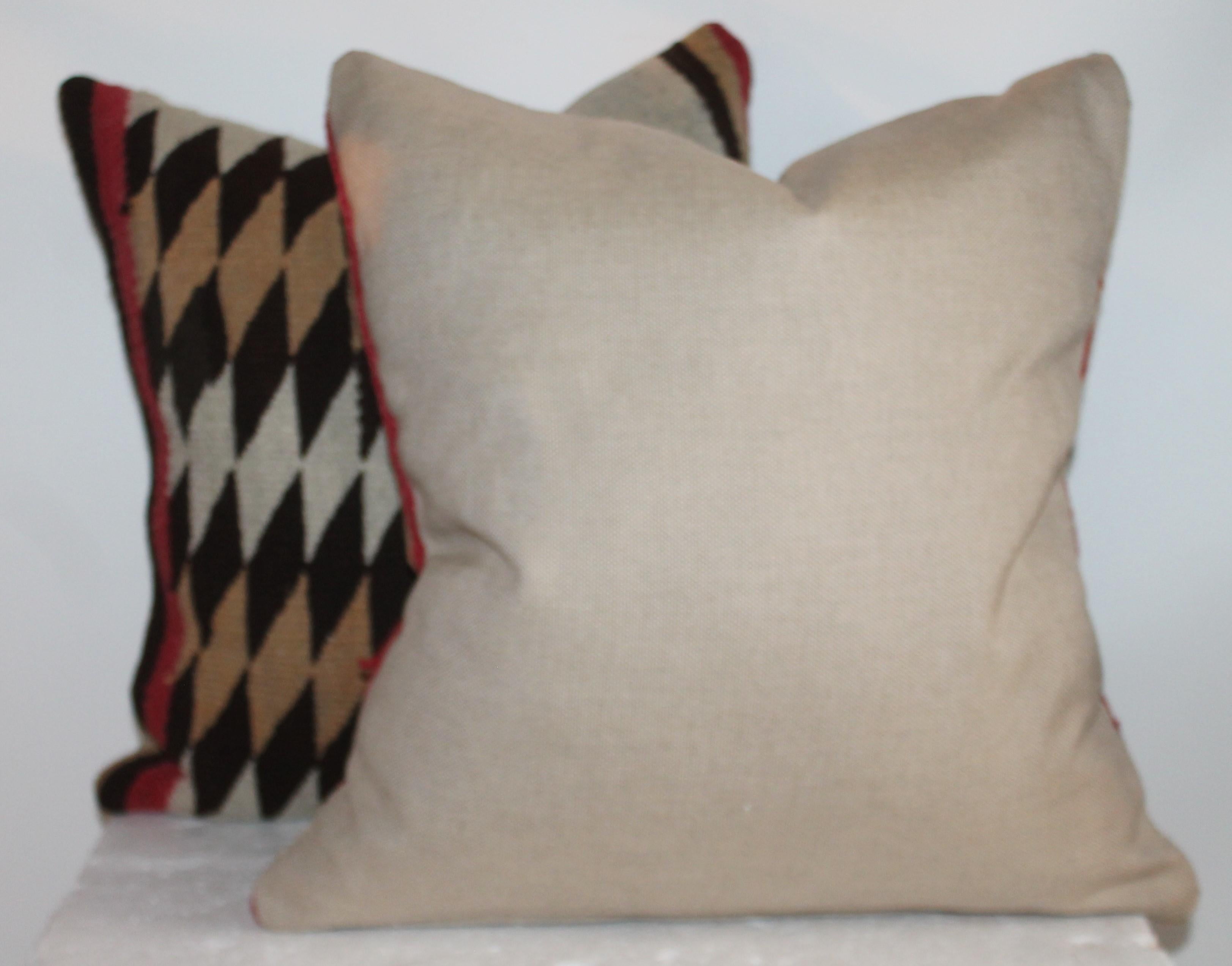 Navajo Indian Geometric Weaving Pillows, Pair In Good Condition For Sale In Los Angeles, CA