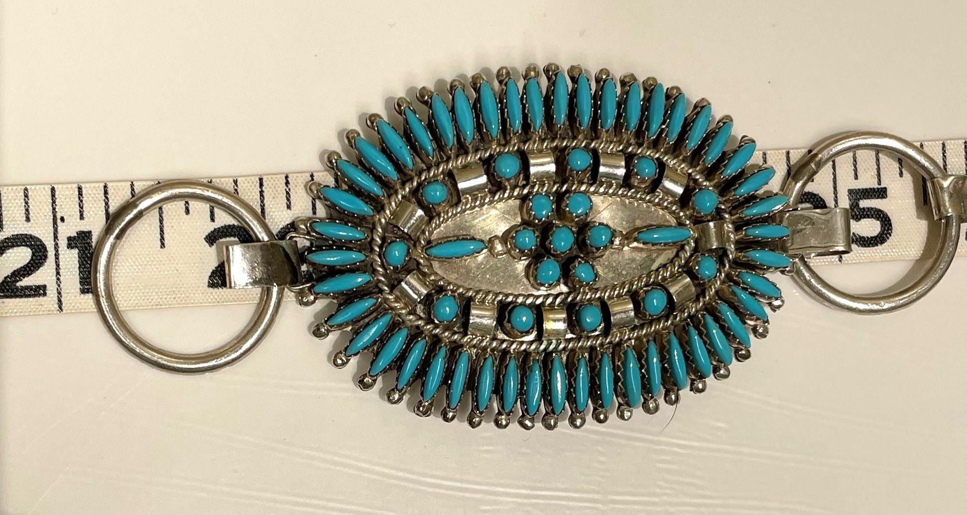 Uncut Navajo Indian Silver and Turquoise Concho Belt