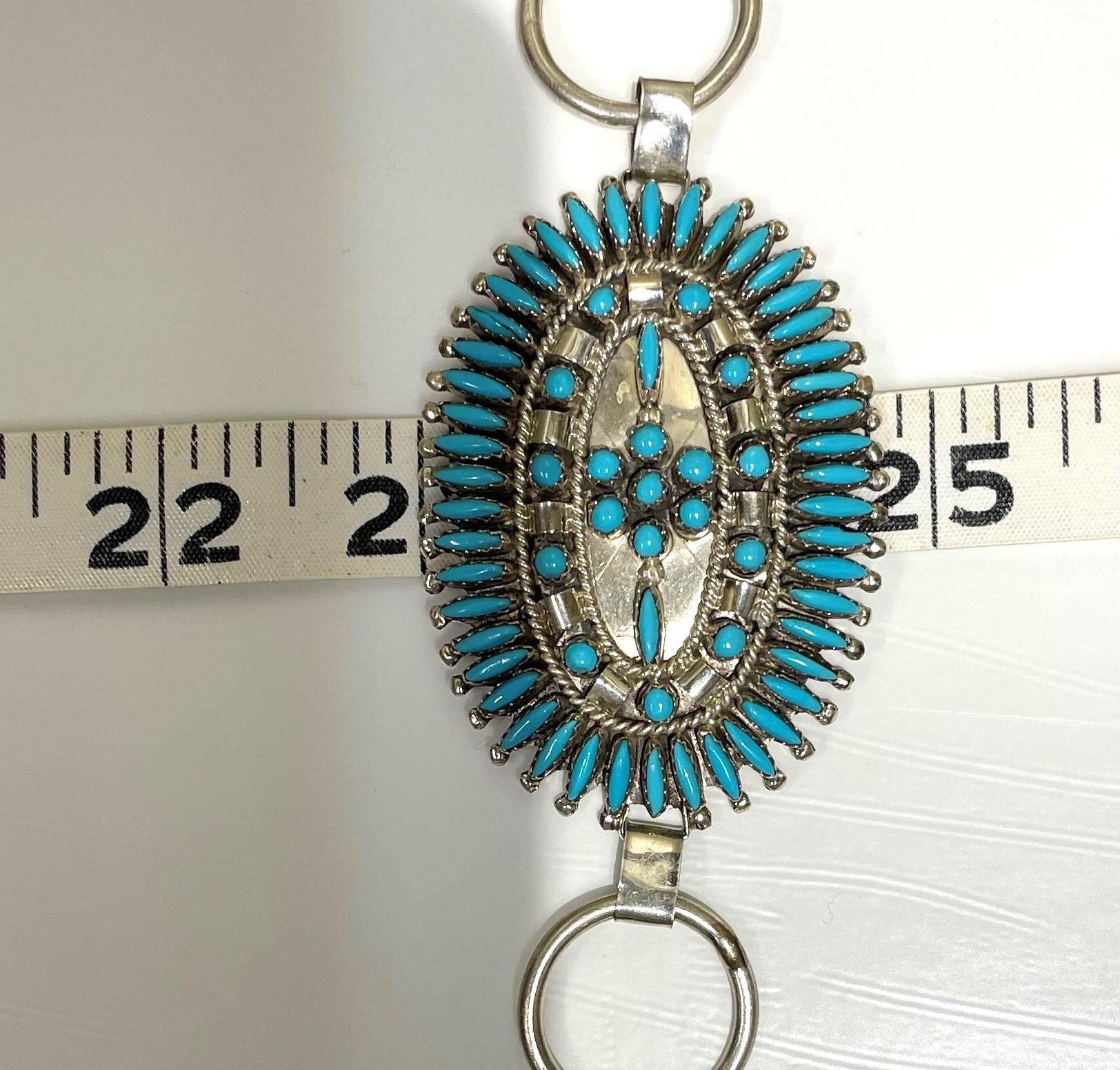 Navajo Indian Silver and Turquoise Concho Belt In Excellent Condition In Cincinnati, OH