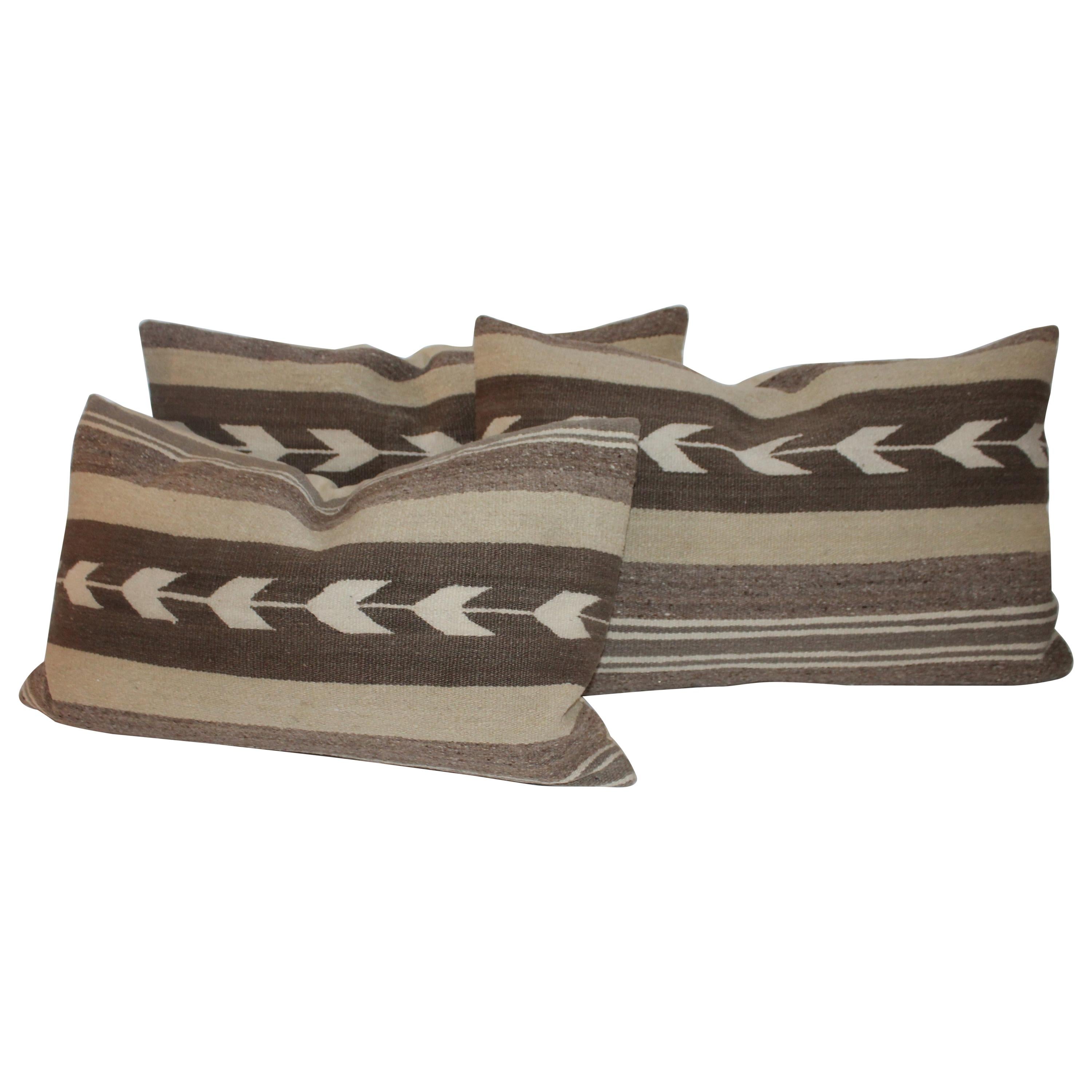 Navajo Indian Weaving Arrows Pattern Pillows, Collection of Three