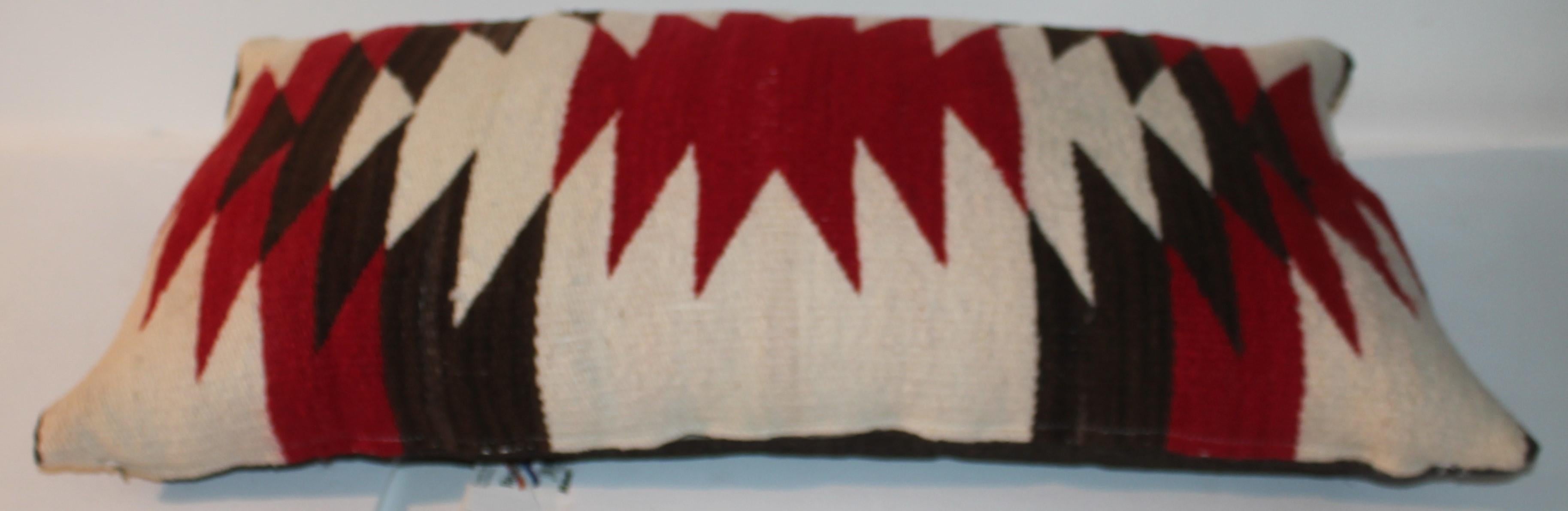 20th Century Navajo Indian Weaving Bolster Eye Dazzler Pillow For Sale