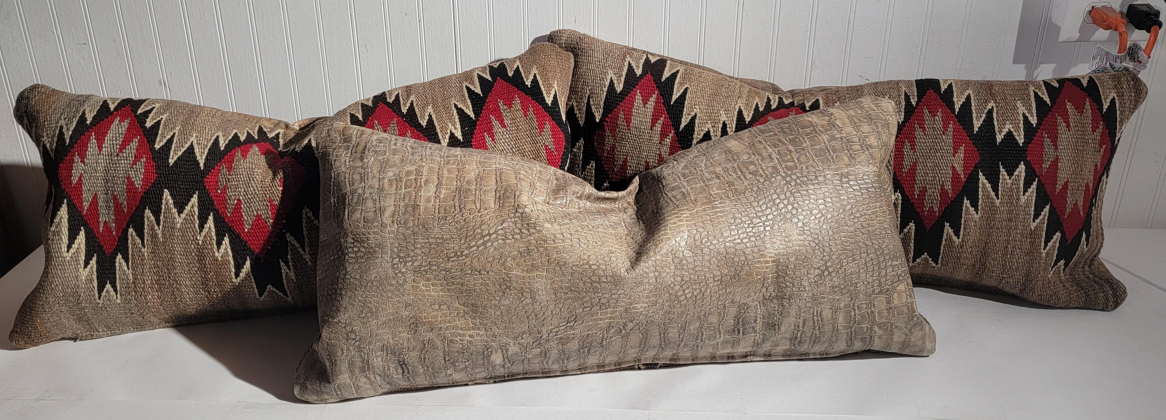 20th Century Navajo Indian Weaving Bolster Pillow -3 For Sale
