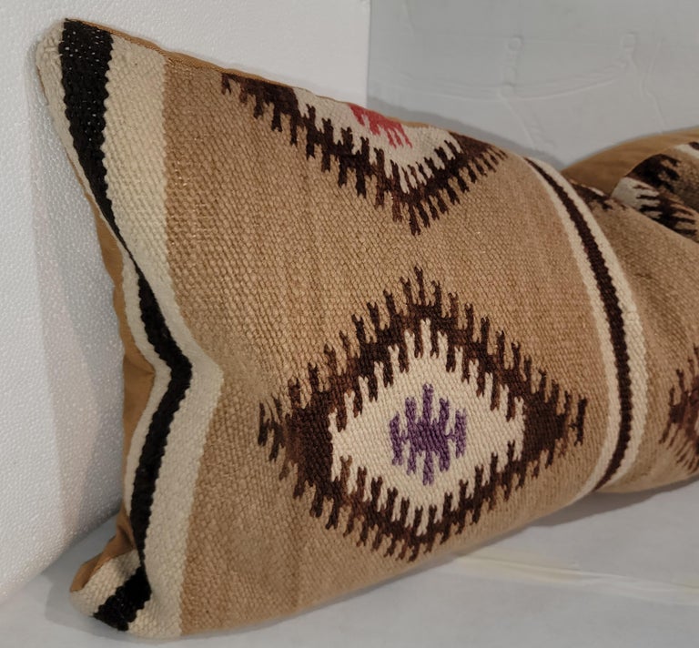 American Navajo Indian Weaving Bolster Pillow For Sale