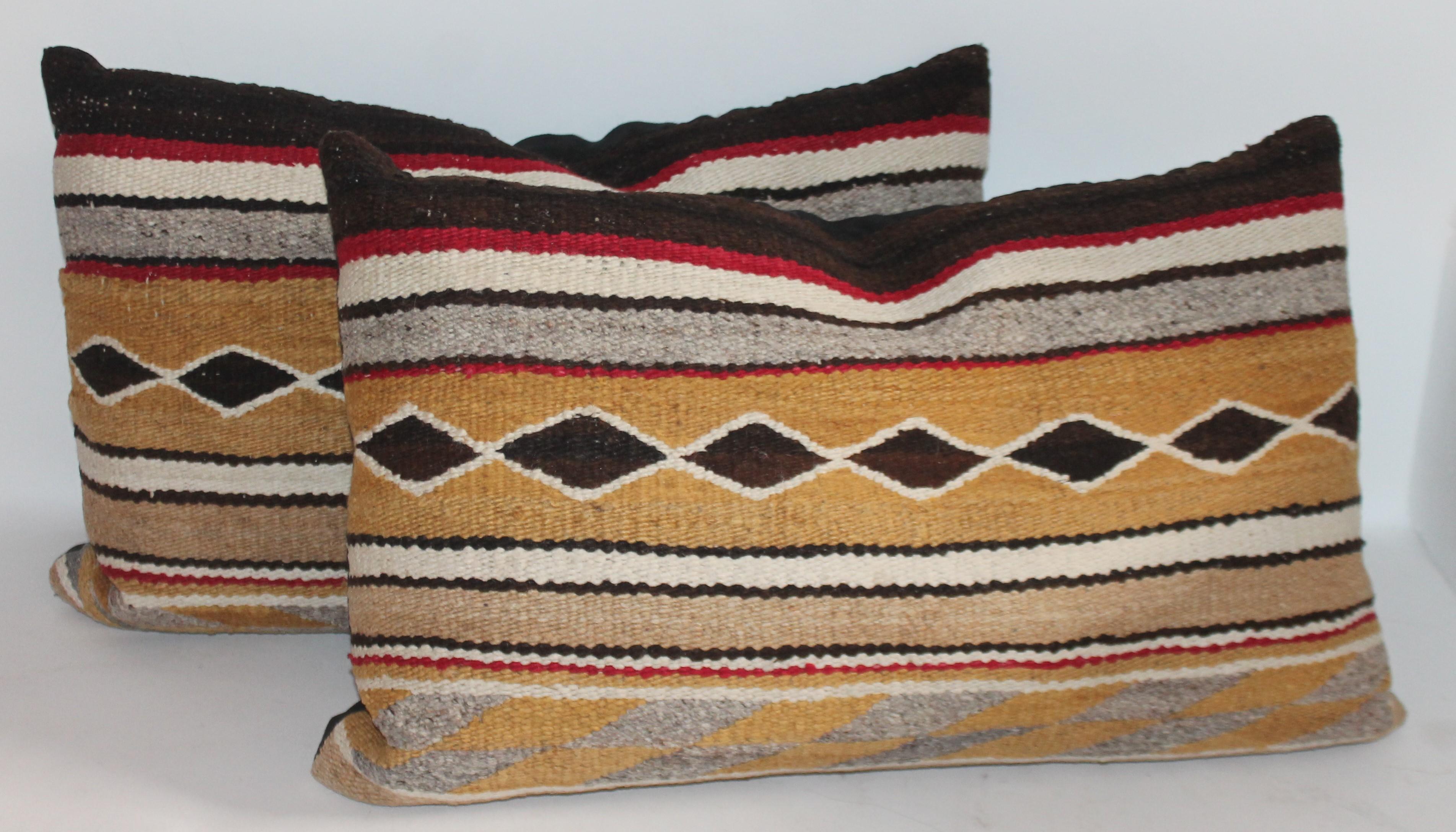 Adirondack Navajo Indian Weaving Bolster Pillows / 2 Pairs