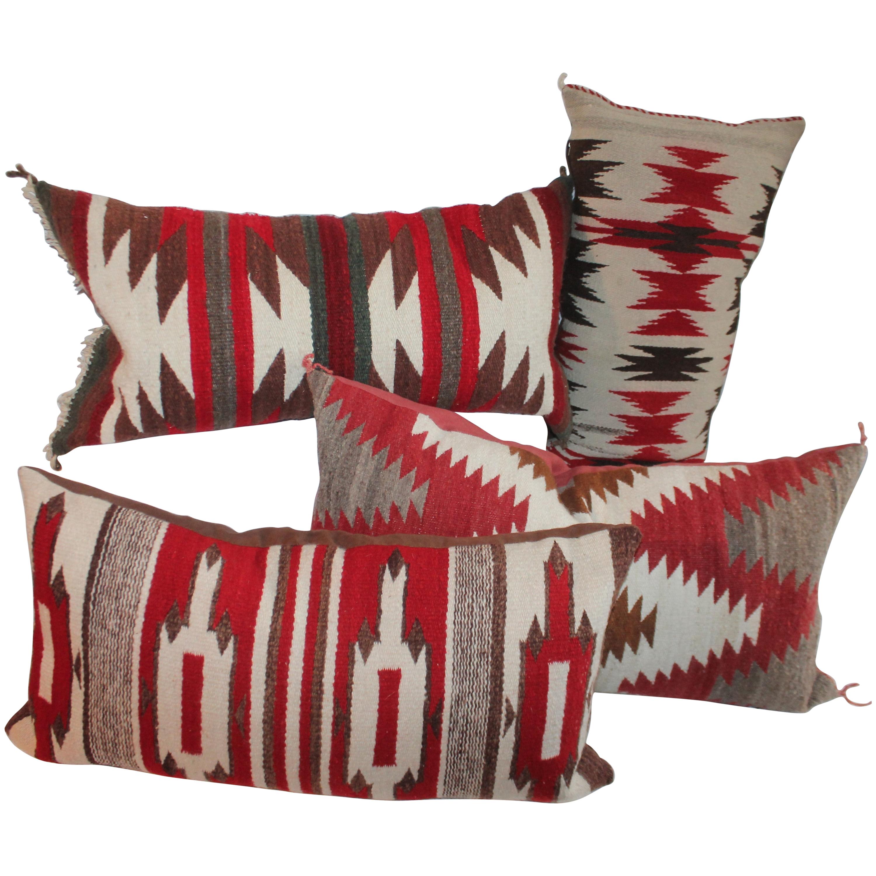 Navajo Indian Weaving Bolster Pillows, Collection of Four