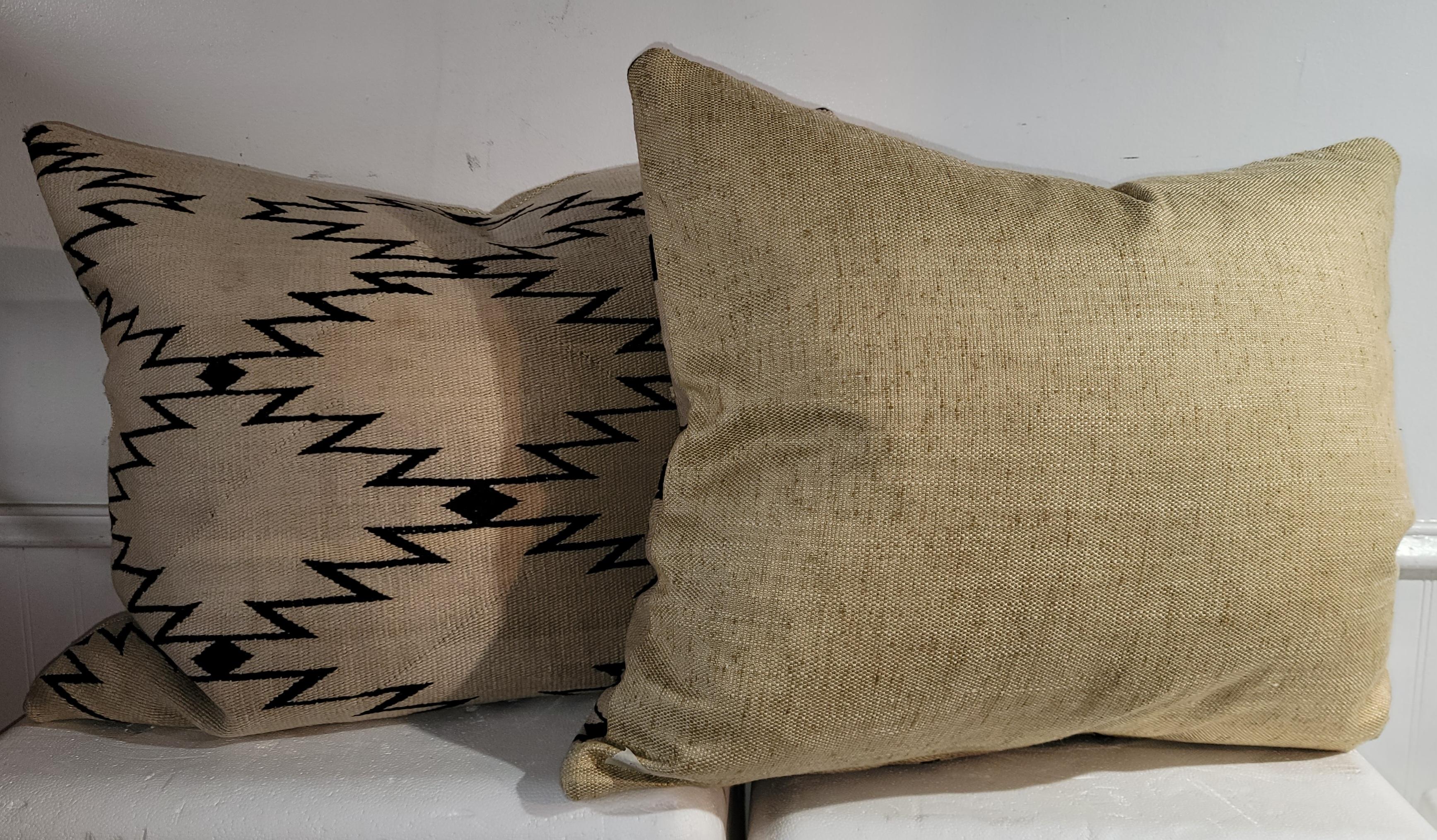 Adirondack Navajo Indian Weaving Bolster Pillows, Pair For Sale