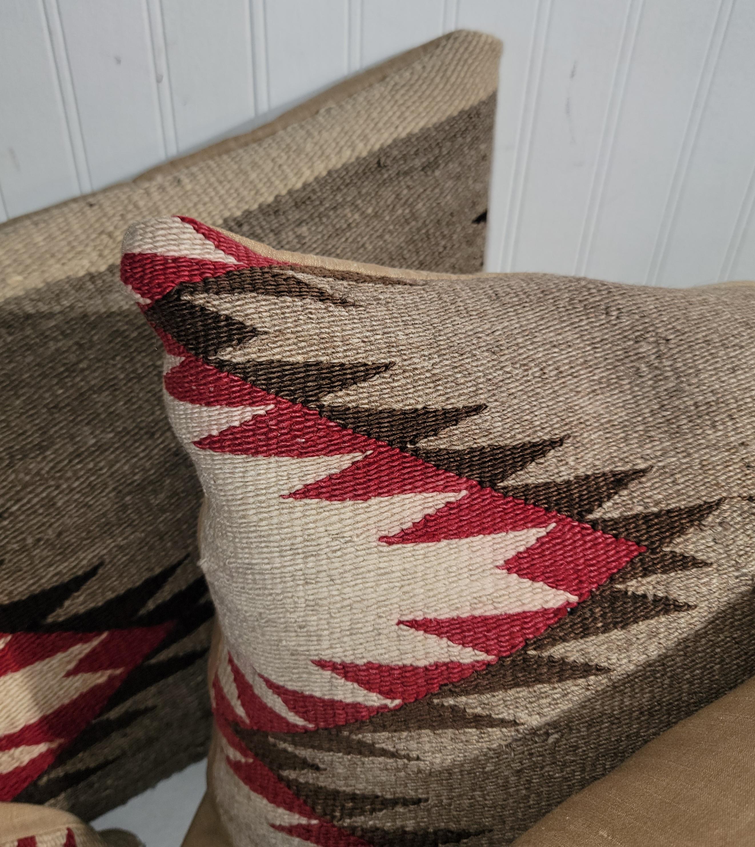 Adirondack Navajo Indian Weaving Bolster Pillows / Pair For Sale