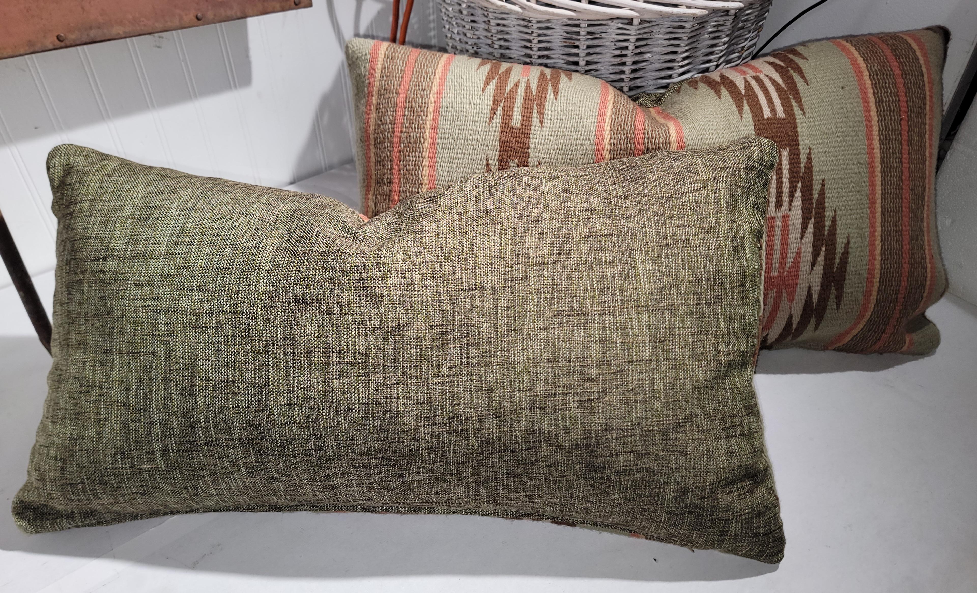 Adirondack Navajo Indian Weaving Bolster Pillows -Pair For Sale