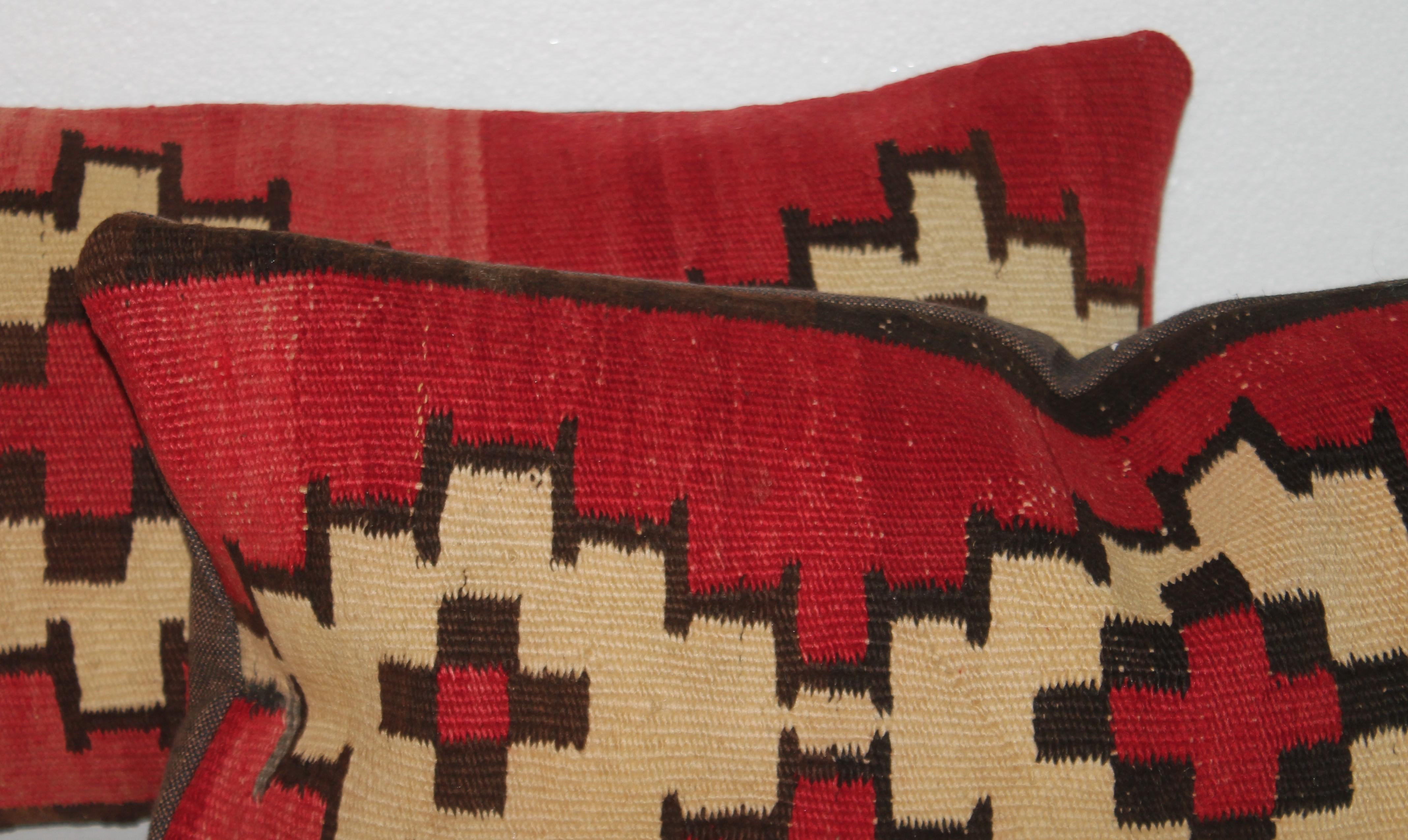 American Navajo Indian Weaving Bolster Pillows, Pair