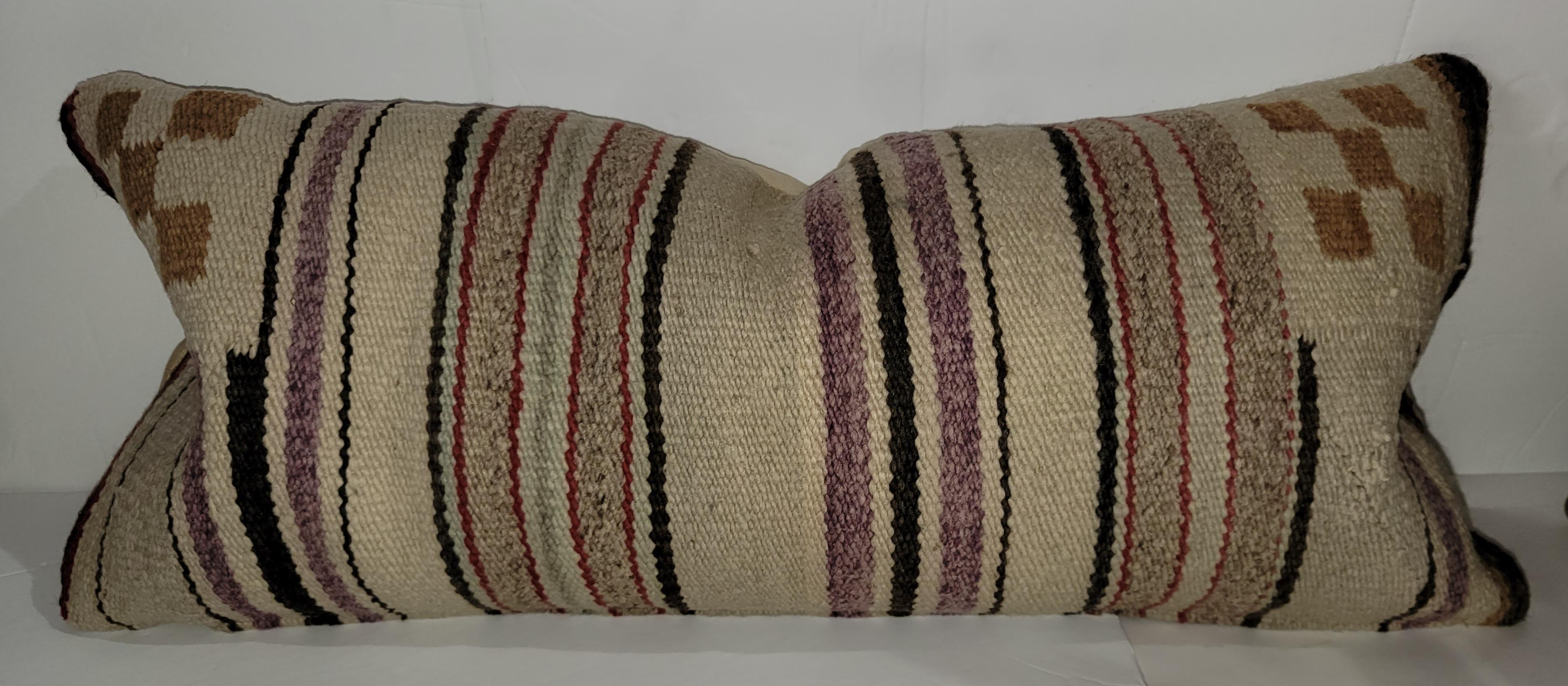 Hand-Woven Navajo Indian Weaving Bolster Pillows, Pair For Sale