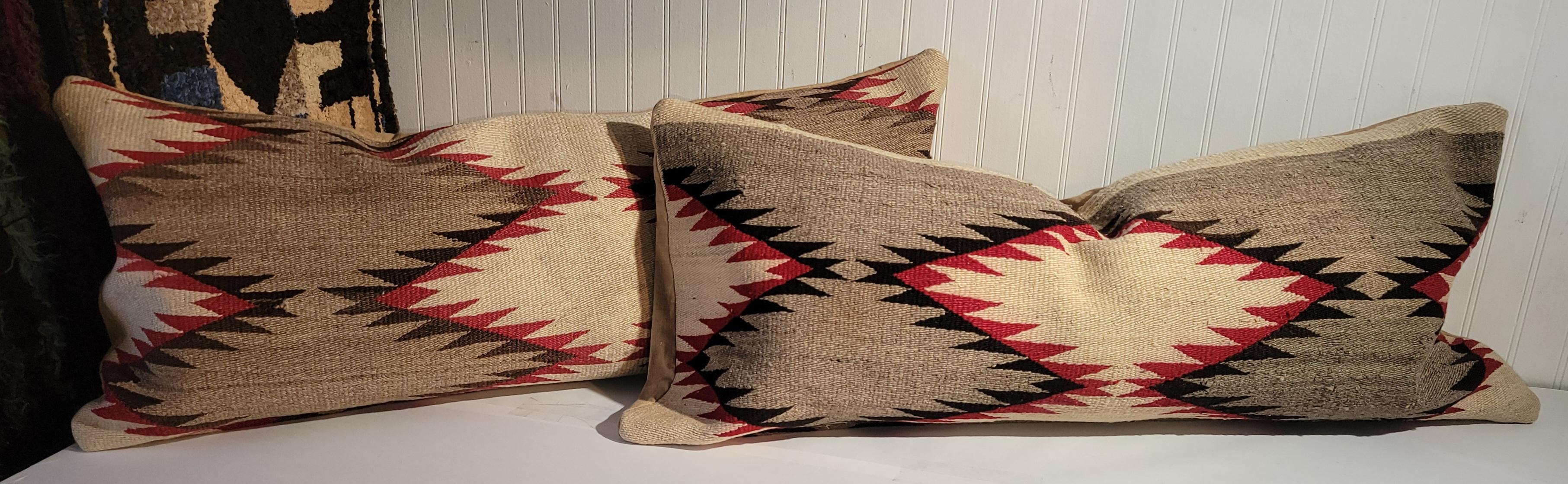 American Navajo Indian Weaving Bolster Pillows / Pair For Sale