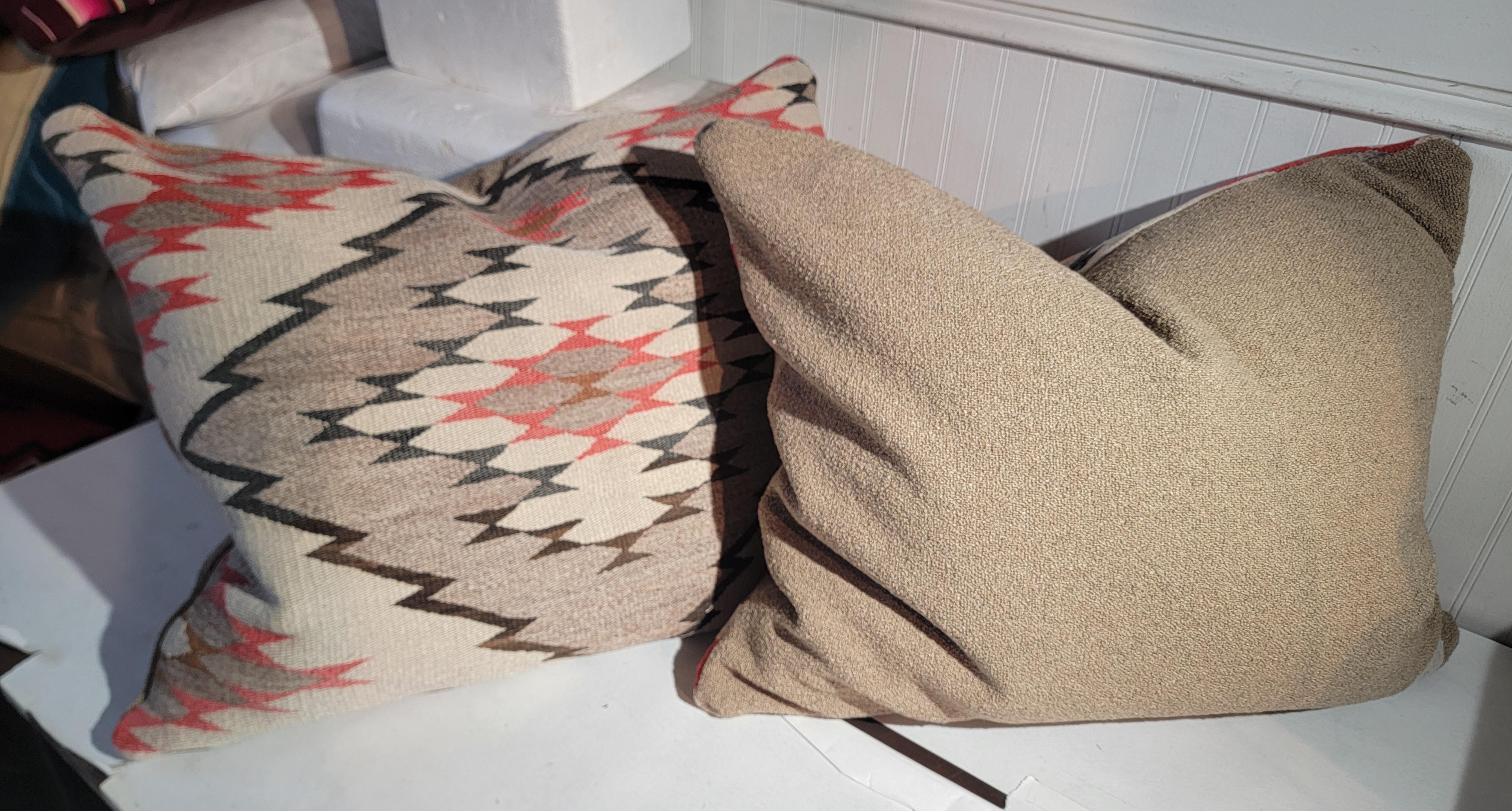 American Navajo Indian Weaving Bolster Pillows -Pair For Sale