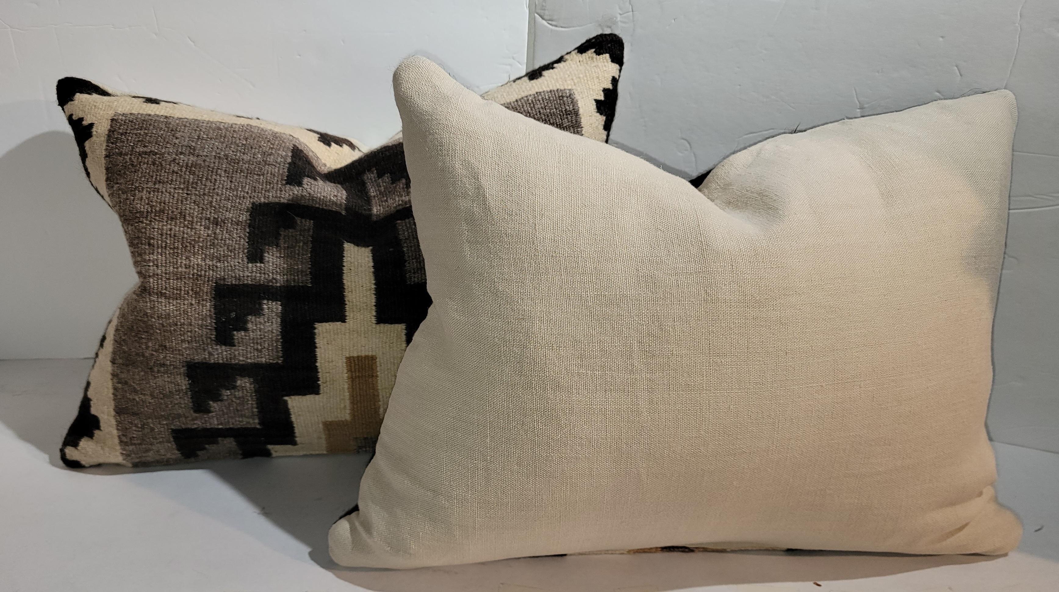 Hand-Woven Navajo Indian Weaving Bolster Pillows-Pair For Sale