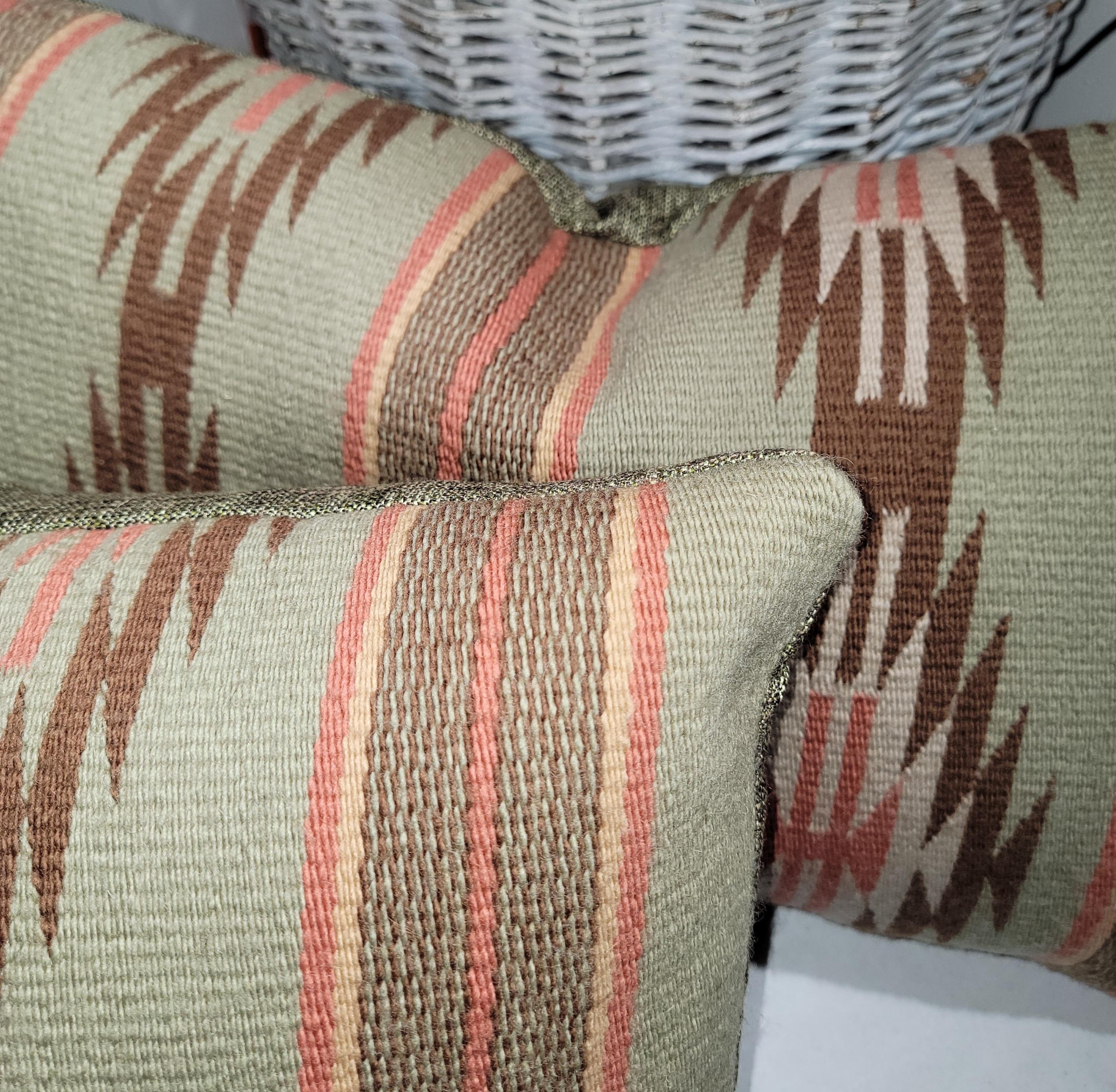 Hand-Woven Navajo Indian Weaving Bolster Pillows -Pair For Sale