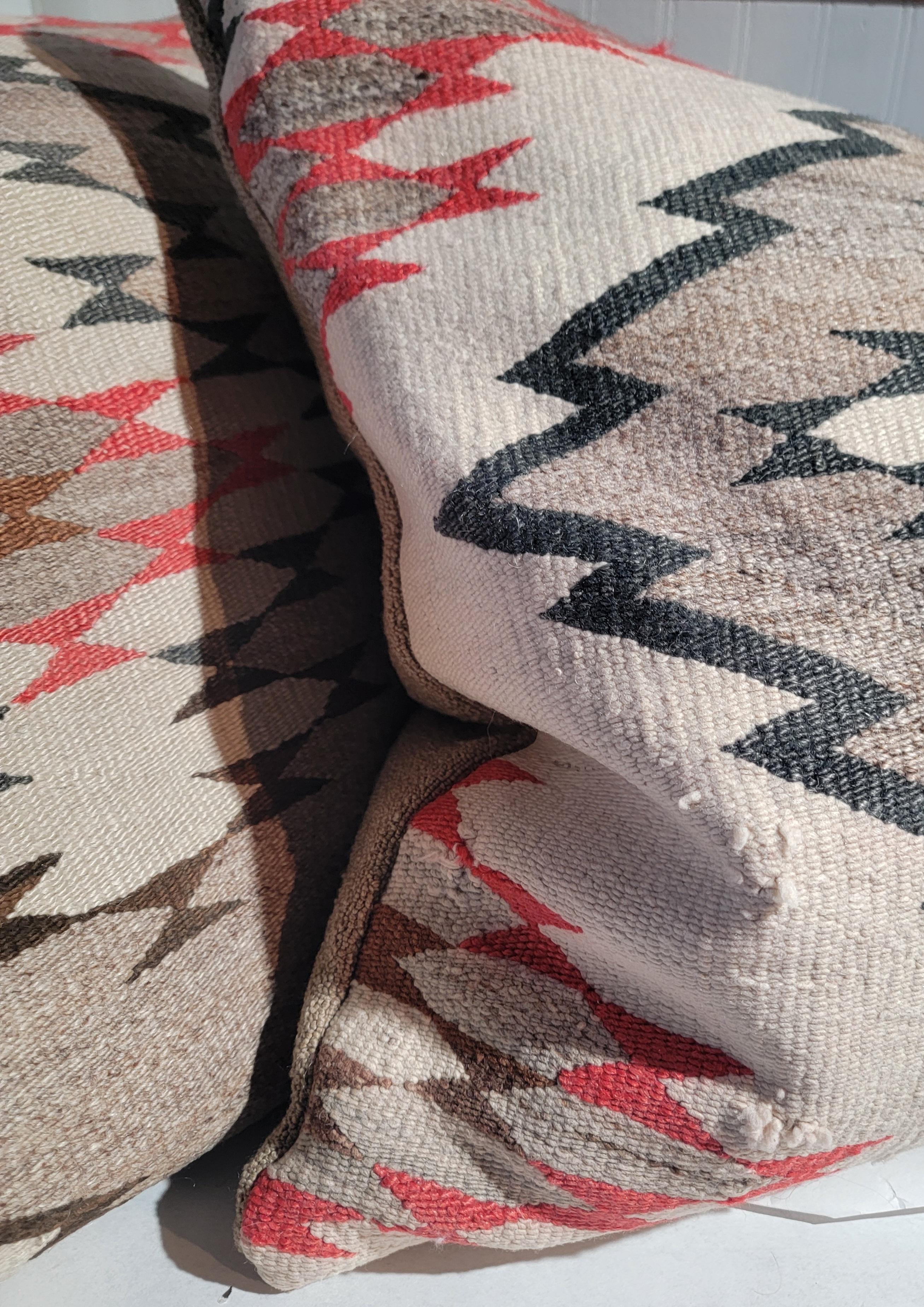 Hand-Crafted Navajo Indian Weaving Bolster Pillows -Pair For Sale