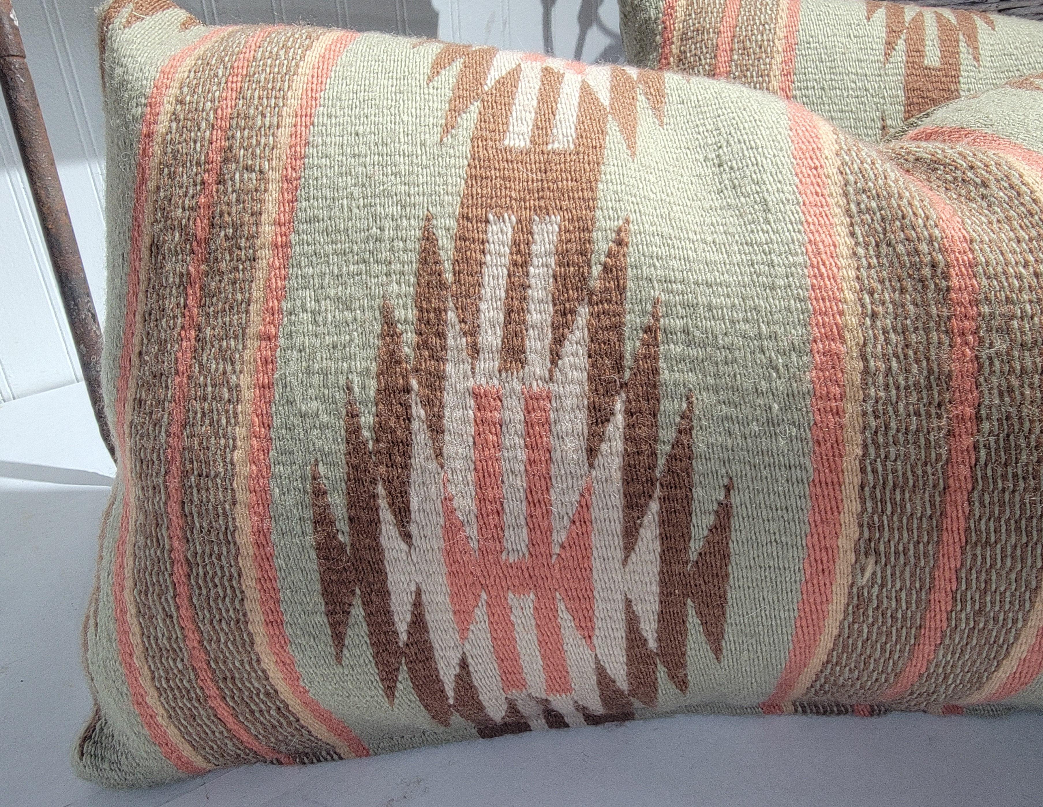 Navajo Indian Weaving Bolster Pillows -Pair In Good Condition For Sale In Los Angeles, CA