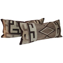 Antique Navajo Indian Weaving Bolster Pillows, Pair