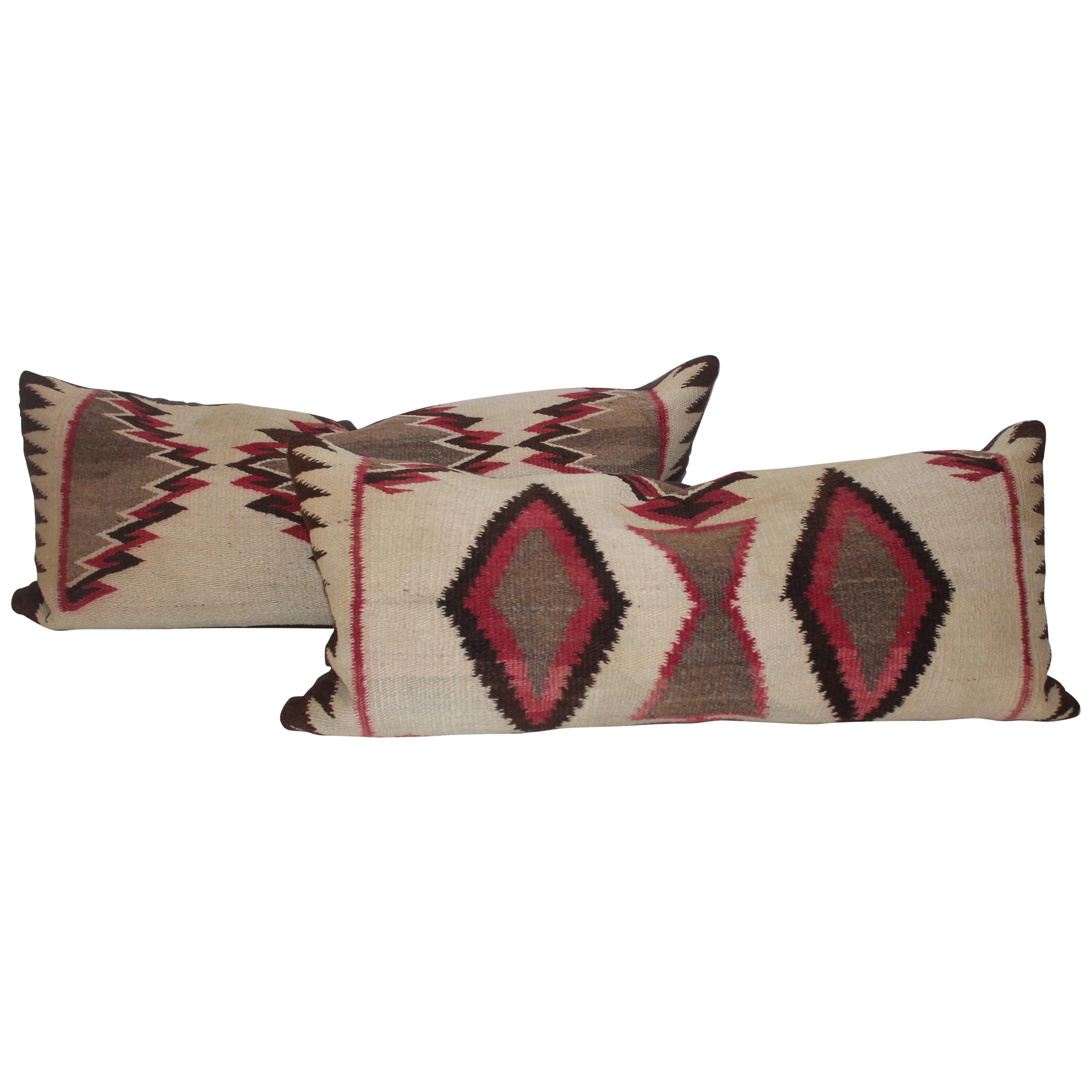 Navajo Indian Weaving Bolster Pillows / Pair