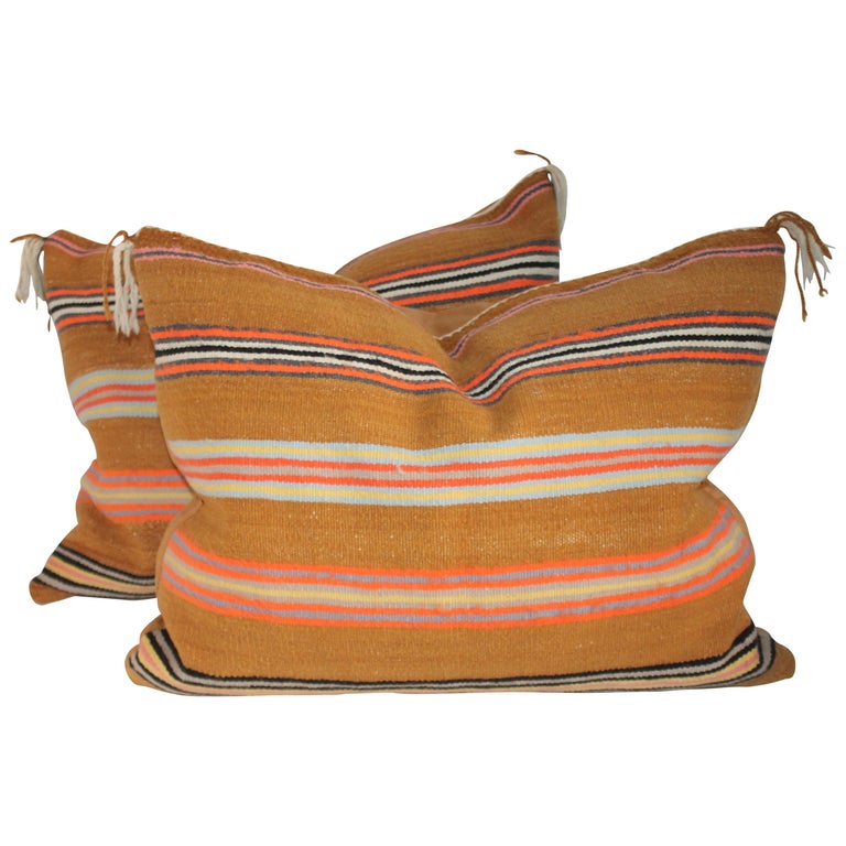 Navajo Indian Weaving Bolster Pillows, Pair at 1stDibs