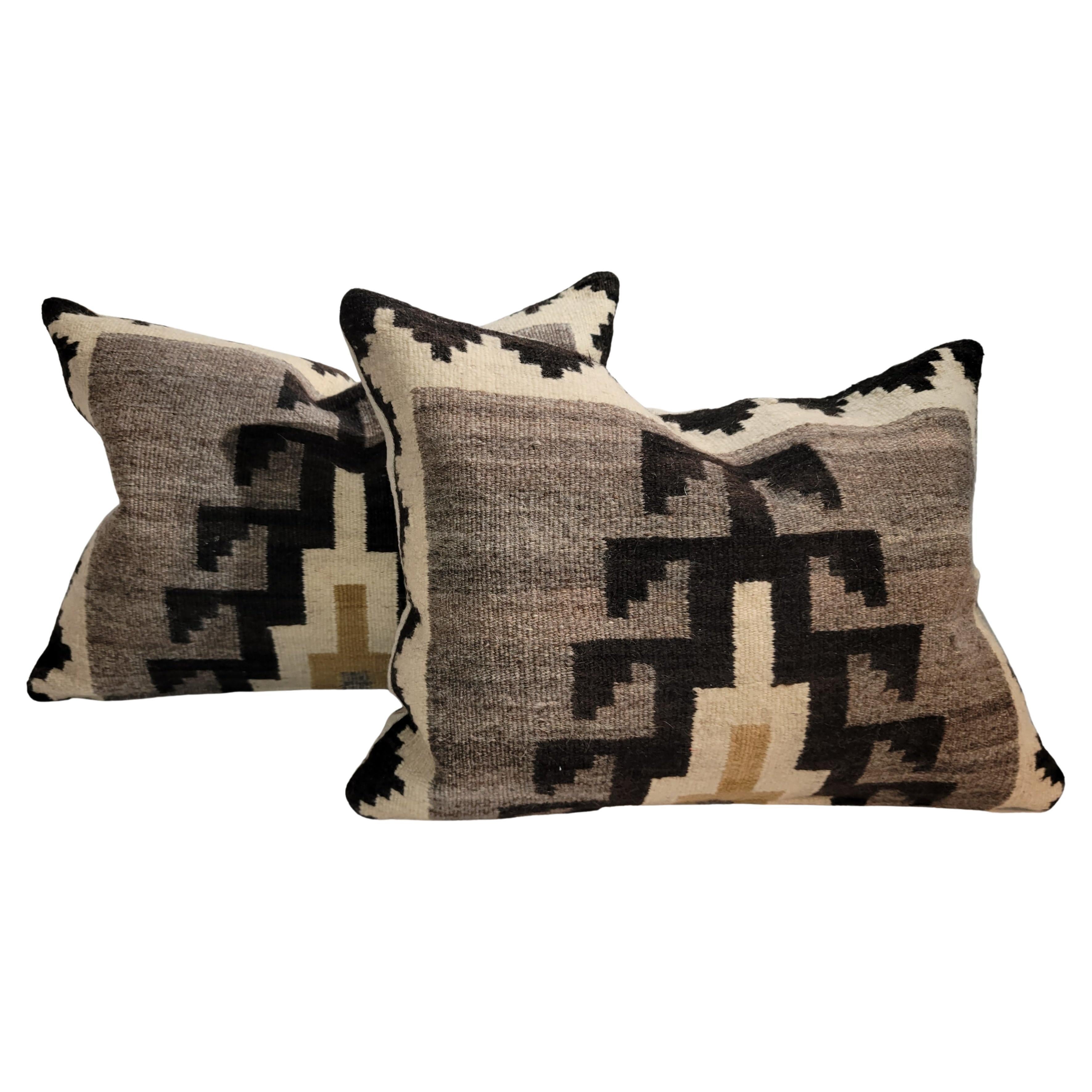 Navajo Indian Weaving Bolster Pillows-Pair