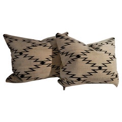 Antique Navajo Indian Weaving Bolster Pillows, Pair