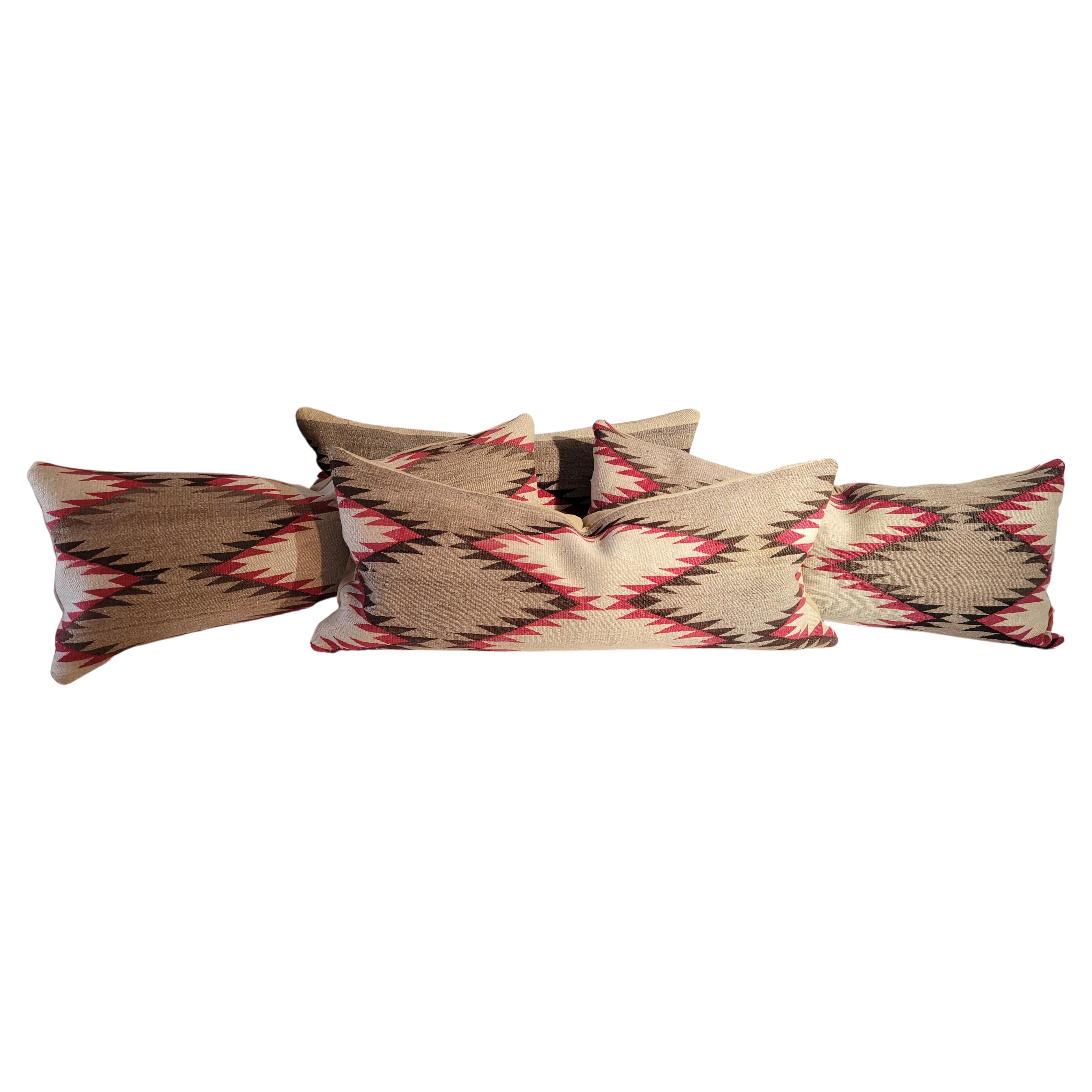 Navajo Indian Weaving Bolster Pillows / Pair For Sale