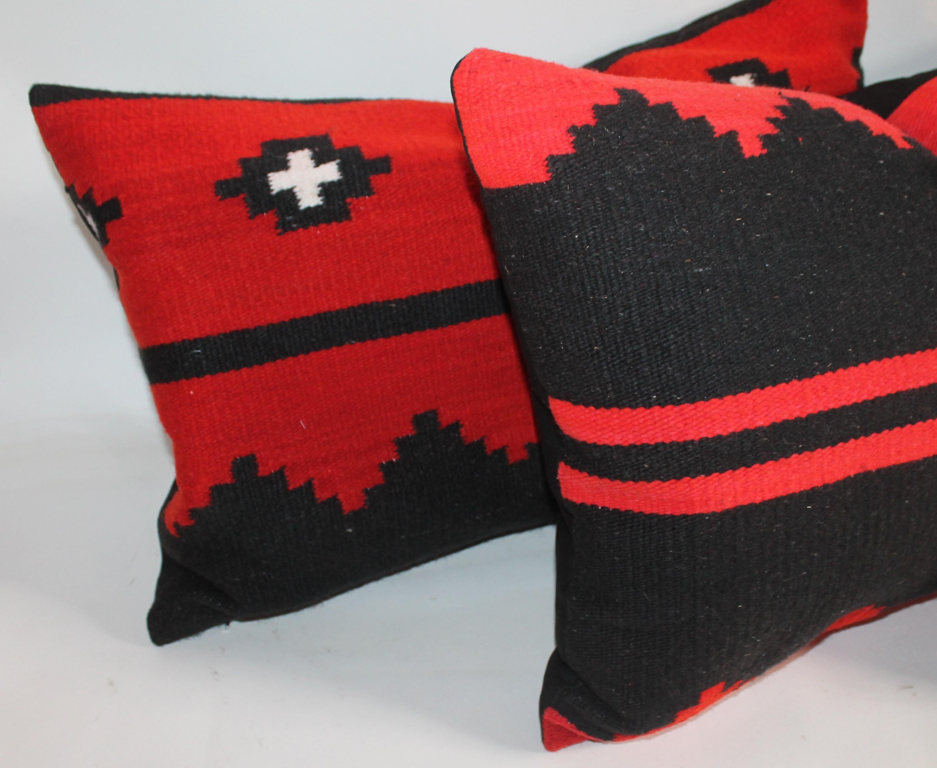 American Navajo Indian Weaving Bolster Pillows, Set of 3