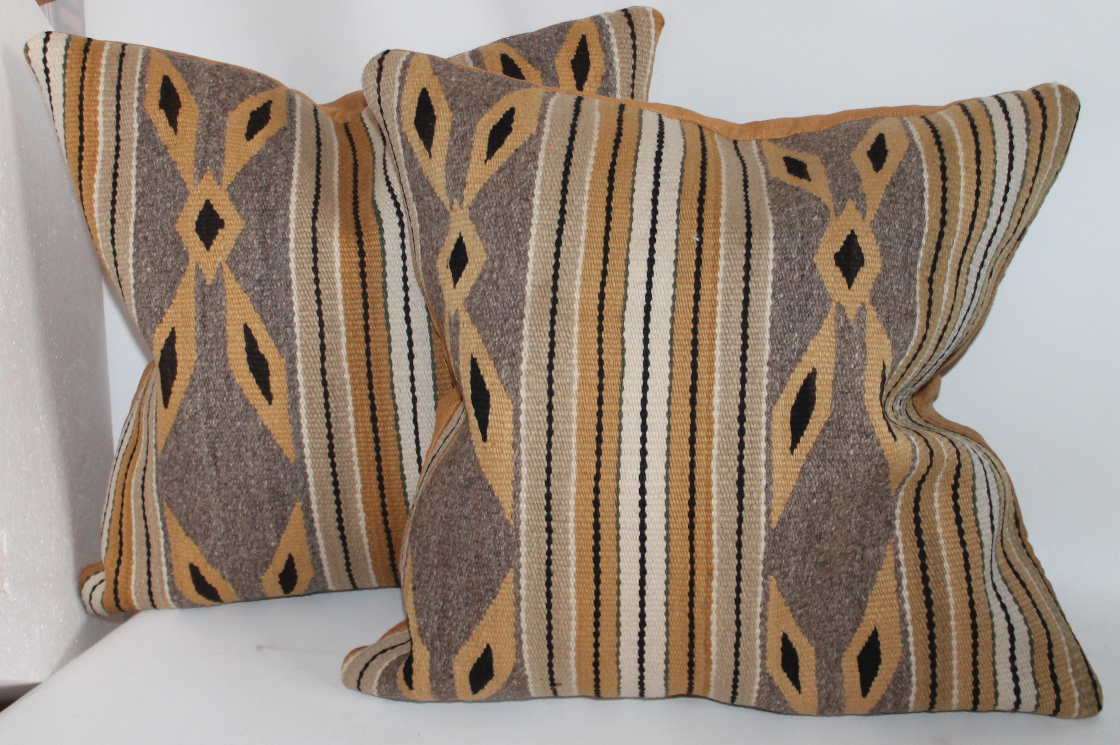 Adirondack Navajo Indian Weaving Chinlie Pillows, Pair For Sale