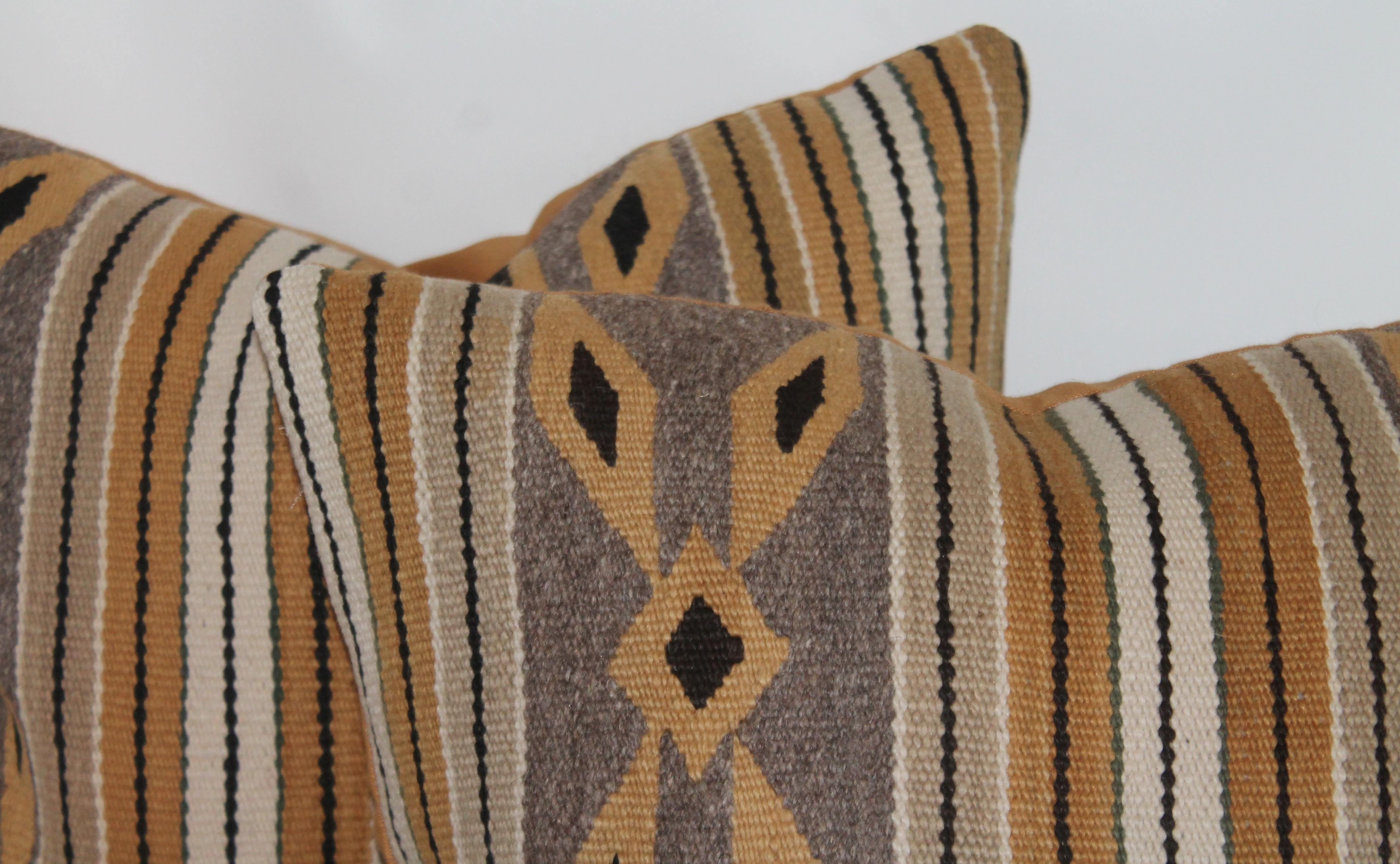 Navajo Indian Weaving Chinlie Pillows, Pair In Good Condition For Sale In Los Angeles, CA