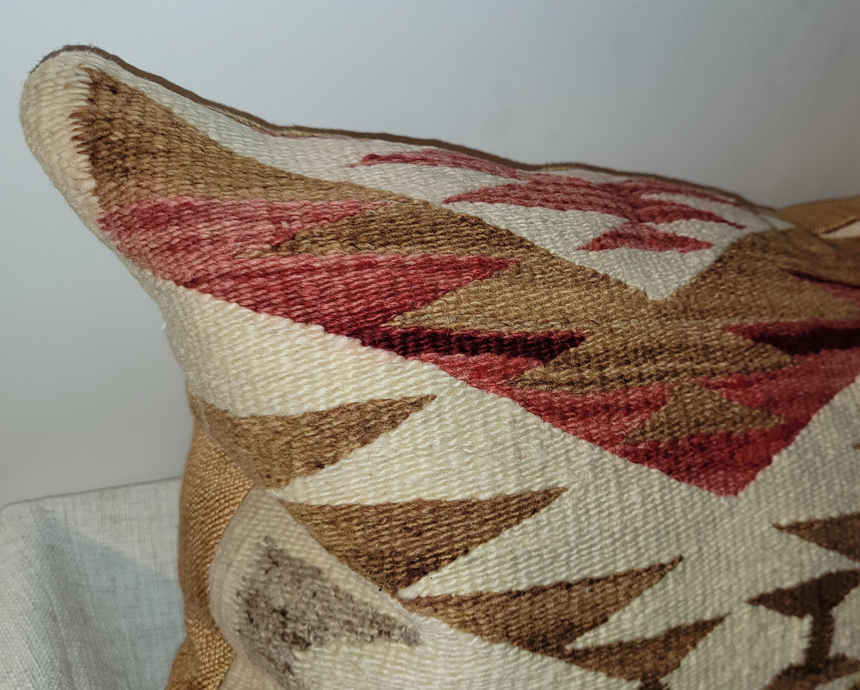 Navajo Indian Weaving Eye Dazzler Bolster Pillow. Down and feather insert and zippered casing.
