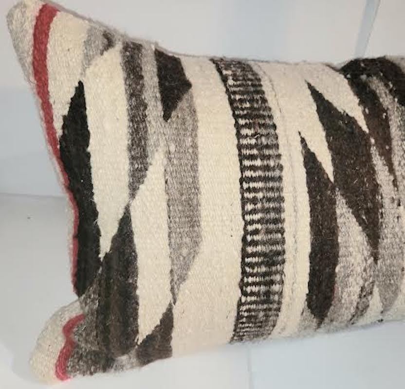Navajo Indian weaving eye dazzler bolster pillow. Zippered sham. Feather and down insert.