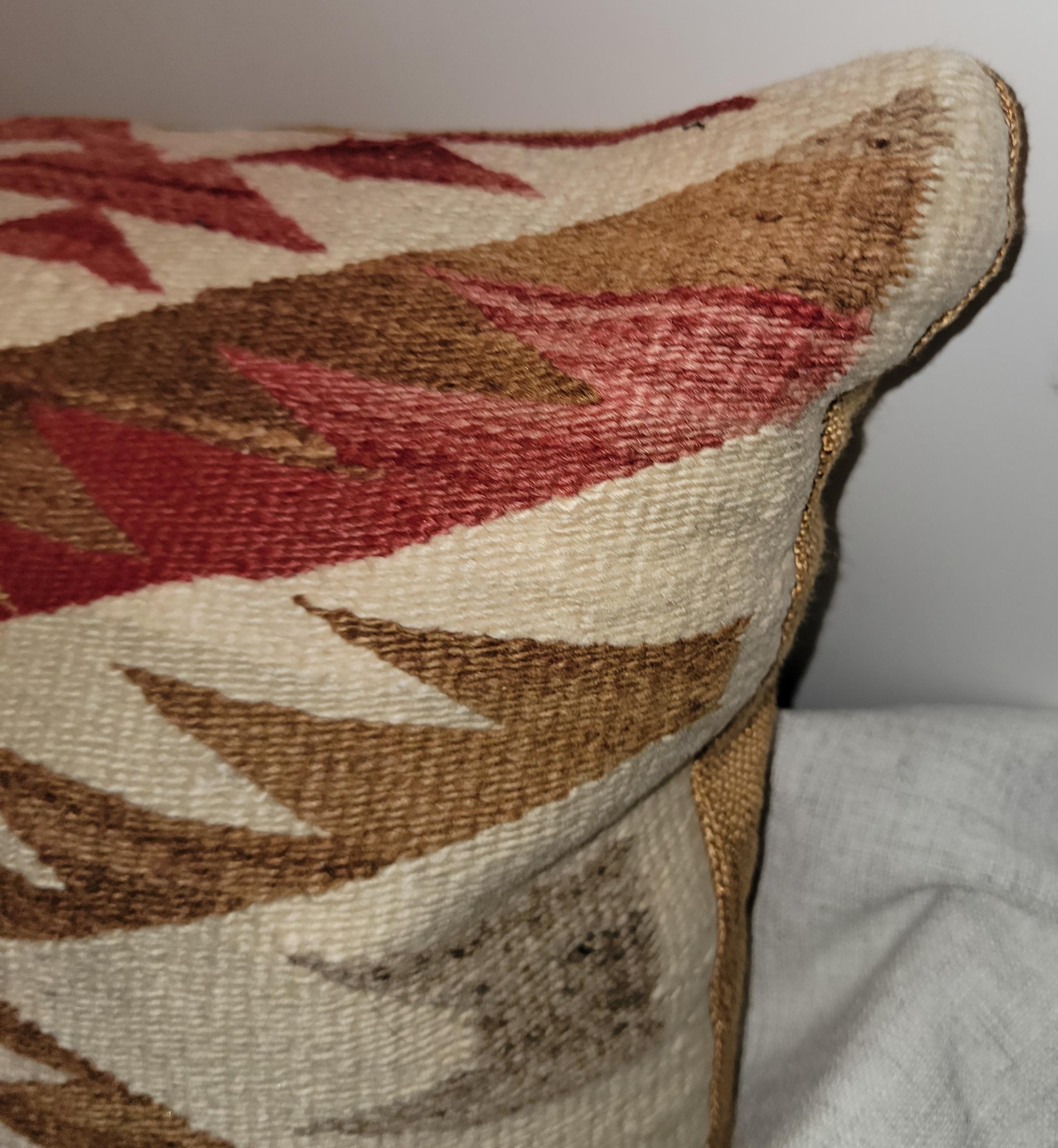 Hand-Woven Navajo Indian Weaving Eye Dazzler Bolster Pillow For Sale