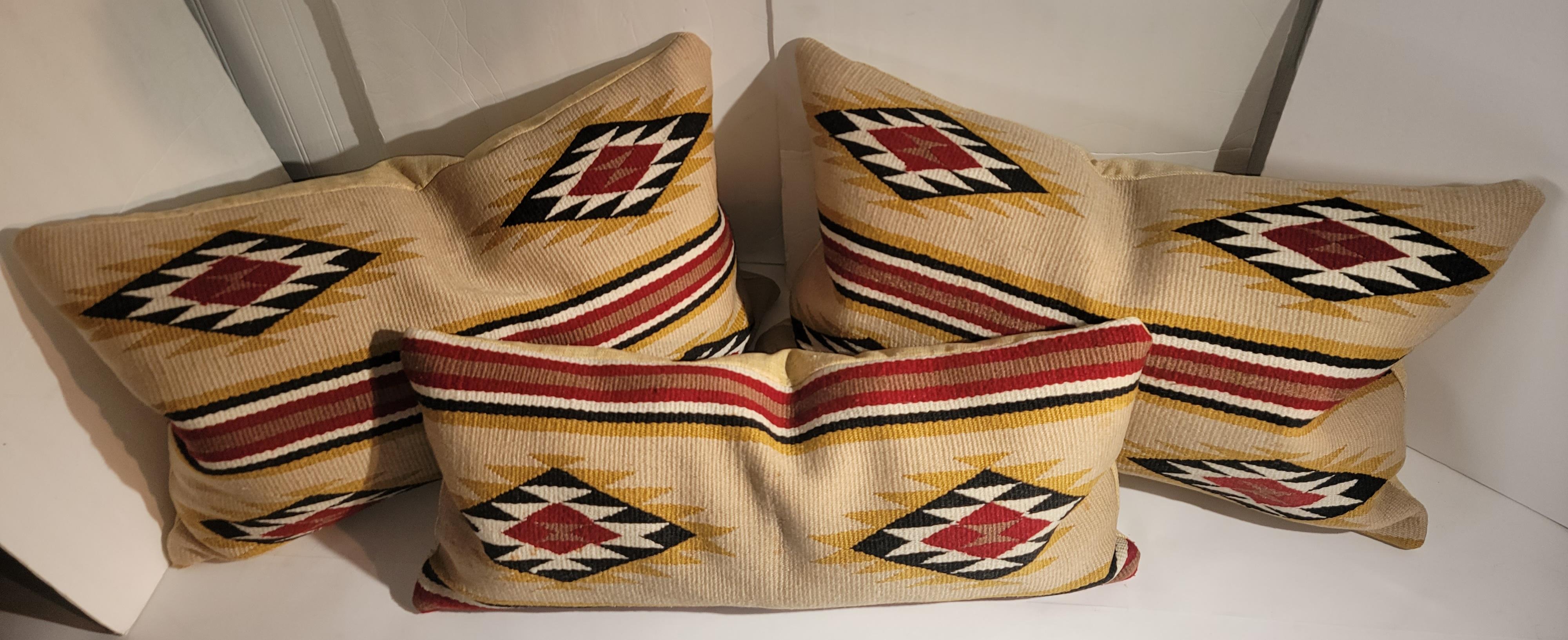 American Navajo Indian Weaving Eye Dazzler Bolster Pillows Collection For Sale