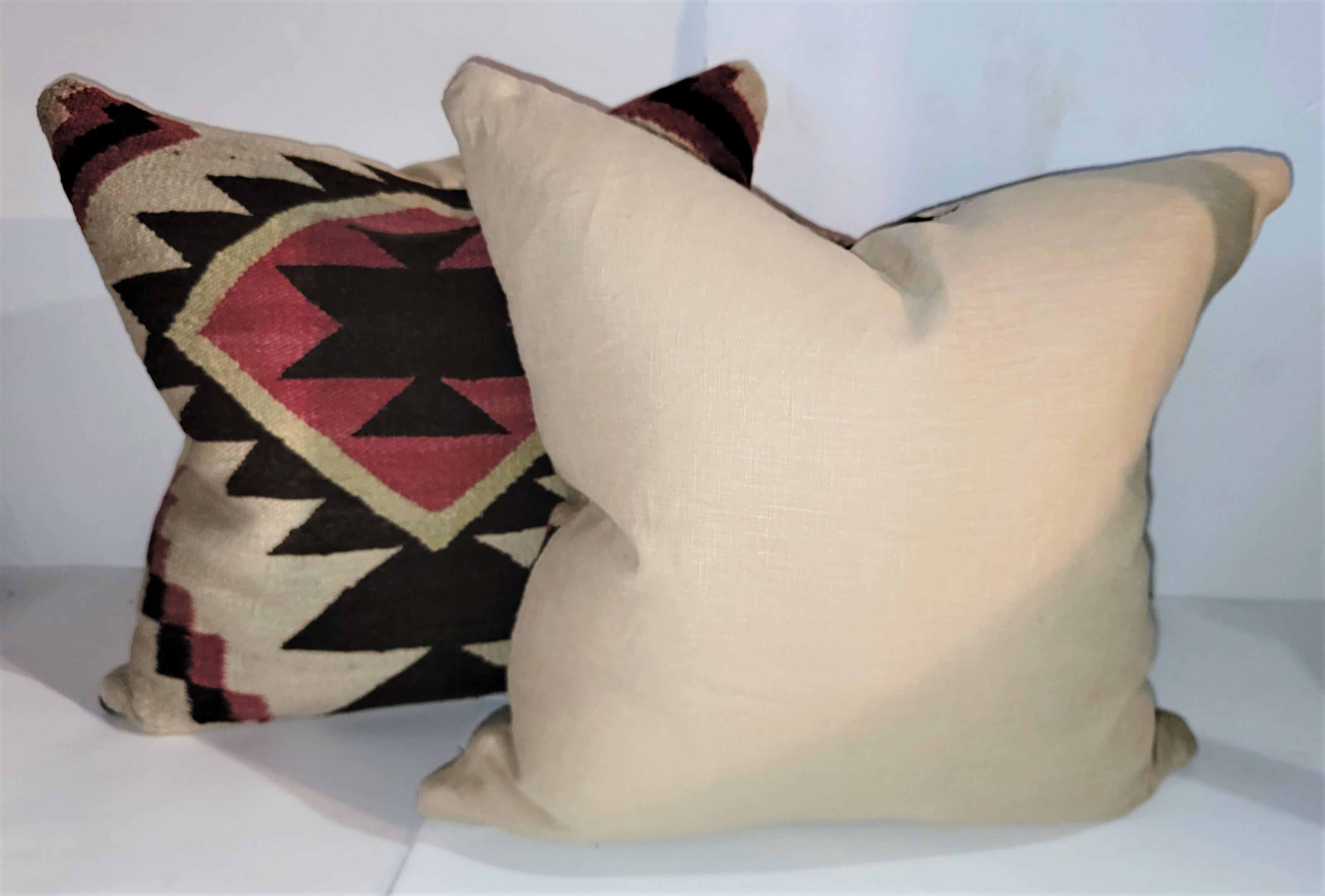 Navajo Indian Weaving Eye Dazzler Pillows - Pair. Feather and Down Inserts and zippered Shams.